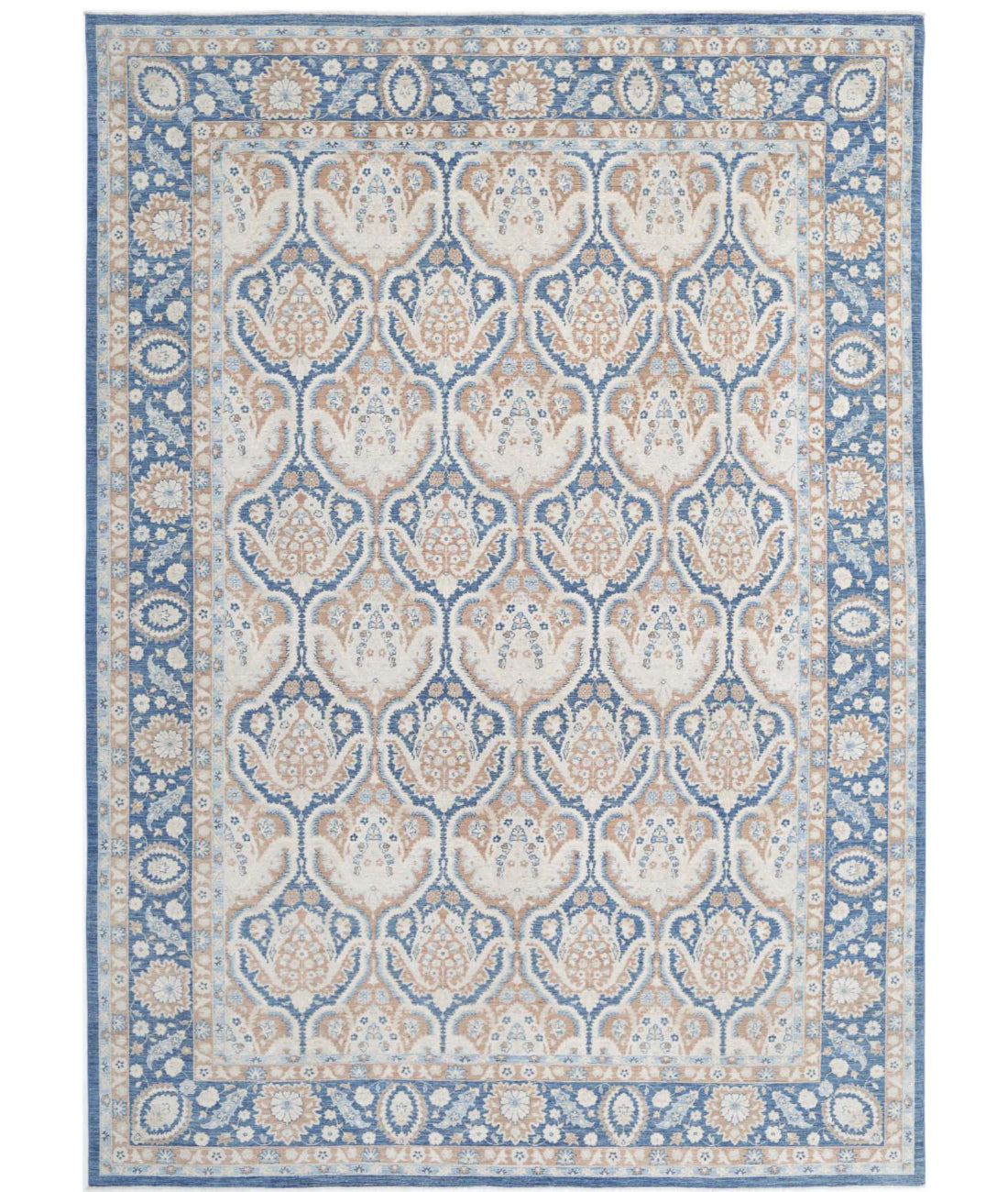 Ziegler 9'9'' X 13'10'' Hand-Knotted Wool Rug 9'9'' x 13'10'' (293 X 415) / Blue / Ivory