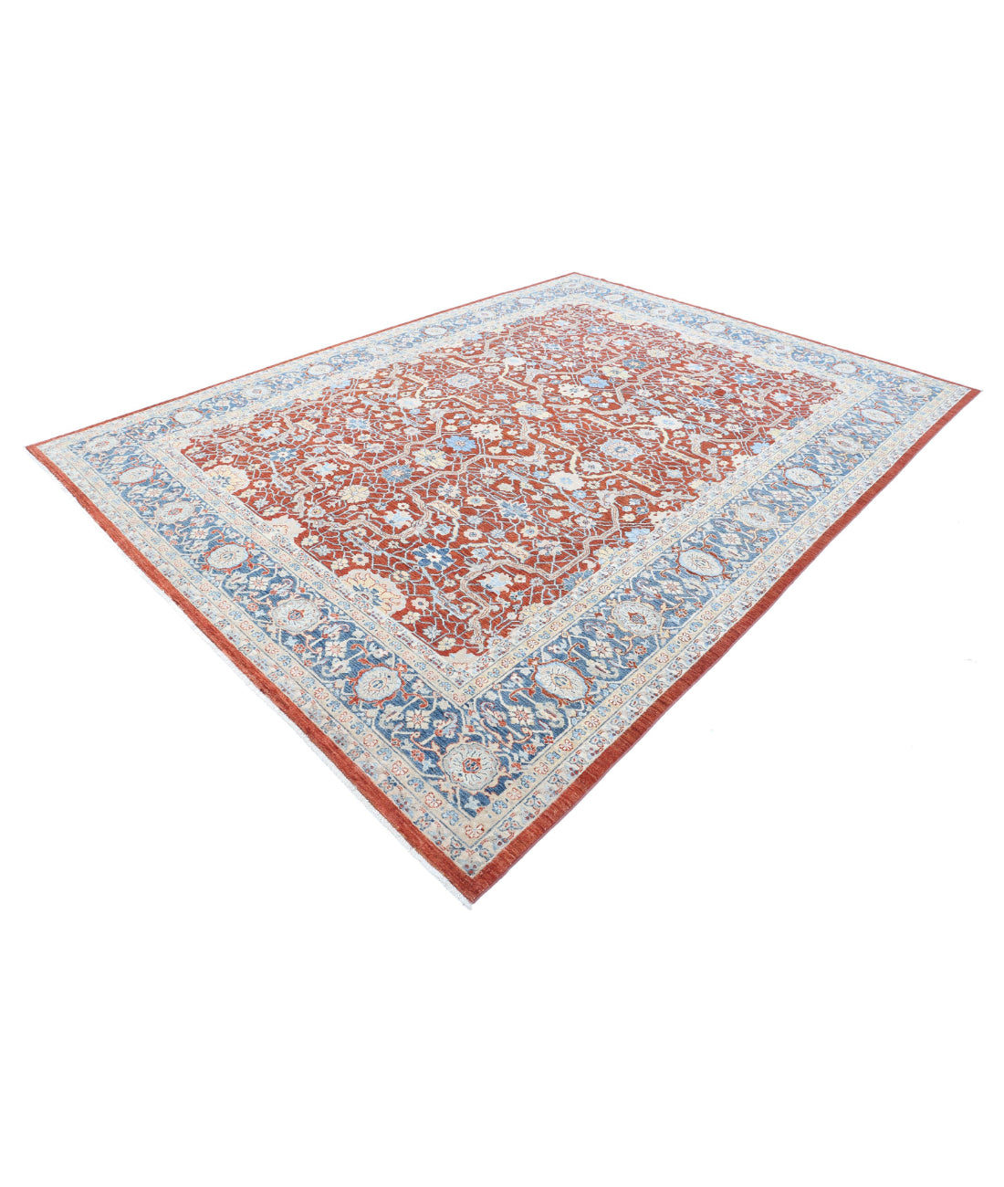 Ziegler 9'0'' X 12'0'' Hand-Knotted Wool Rug 9'0'' x 12'0'' (270 X 360) / Red / Blue