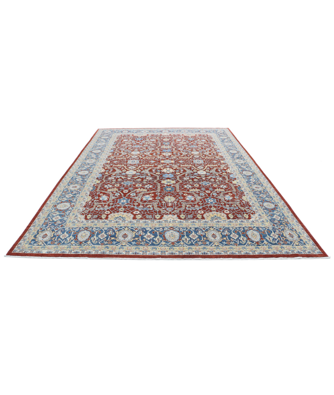 Ziegler 9'0'' X 12'0'' Hand-Knotted Wool Rug 9'0'' x 12'0'' (270 X 360) / Red / Blue