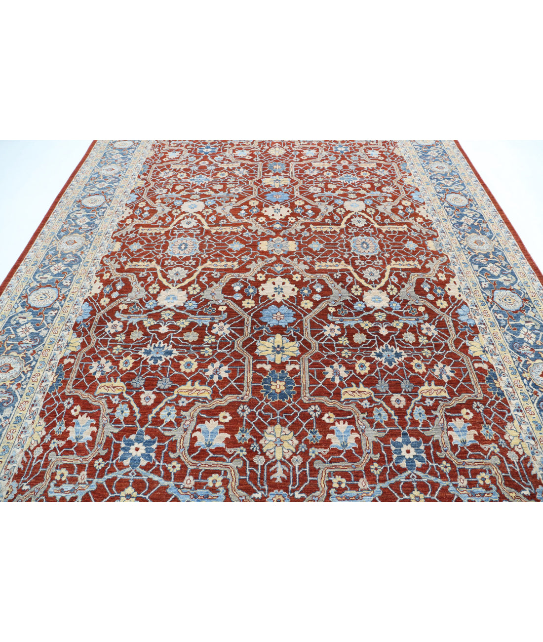 Ziegler 9'0'' X 12'0'' Hand-Knotted Wool Rug 9'0'' x 12'0'' (270 X 360) / Red / Blue