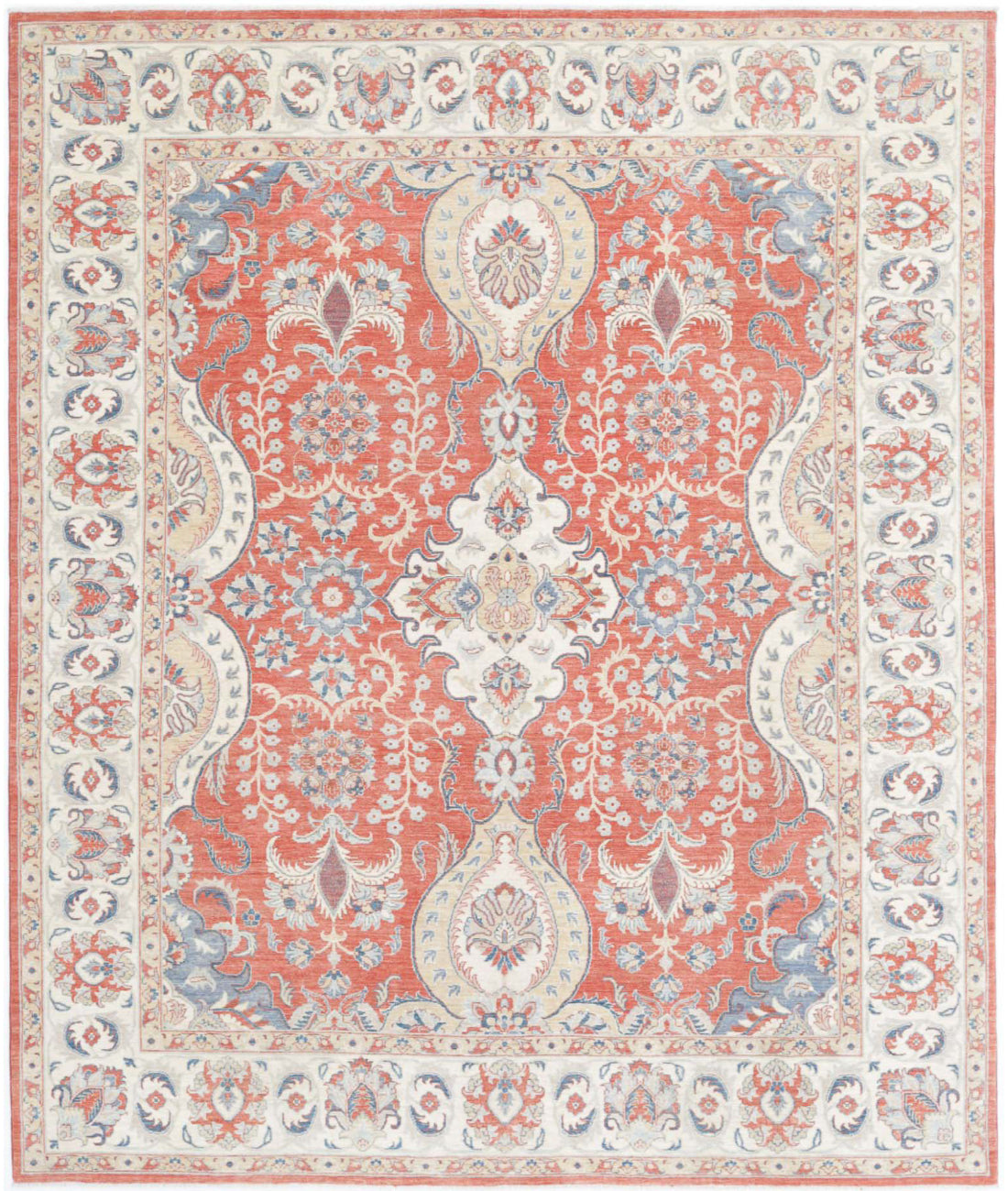 Ziegler 7'9'' X 9'5'' Hand-Knotted Wool Rug 7'9'' x 9'5'' (233 X 283) / Rust / Ivory