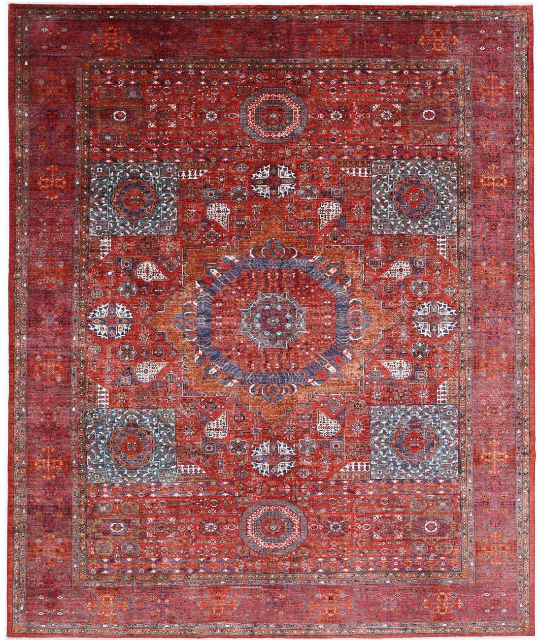 Mamluk 13'6'' X 16'0'' Hand-Knotted Wool Rug 13'6'' x 16'0'' (405 X 480) / Rust / Red
