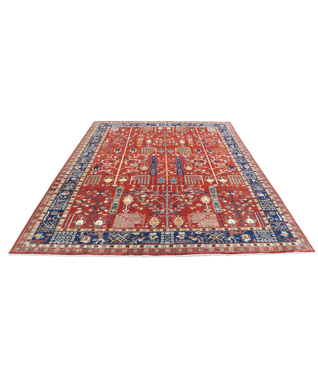 Bakshaish 7'9'' X 9'8'' Hand-Knotted Wool Rug 7'9'' x 9'8'' (233 X 290) / Rust / Blue