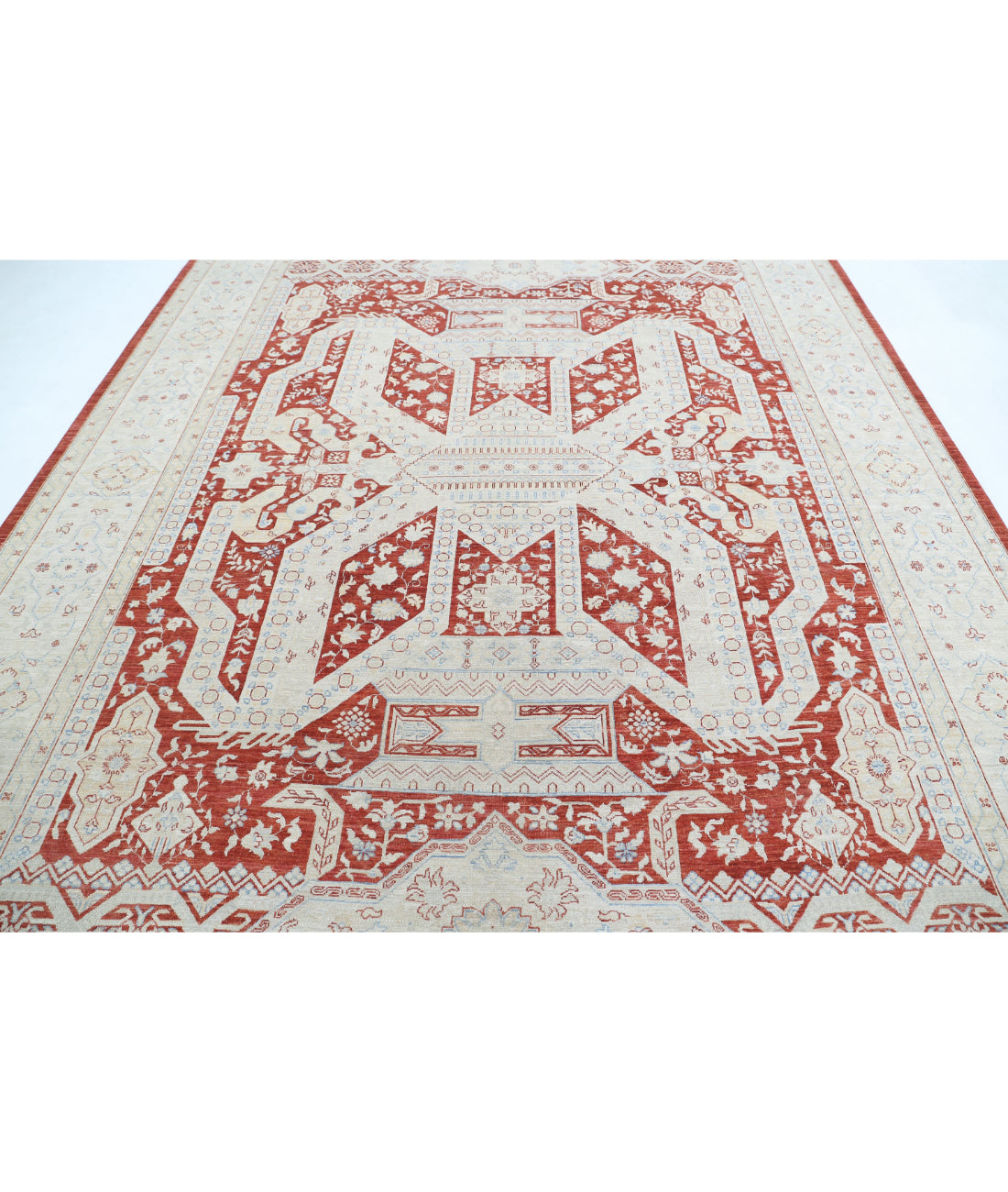 Ziegler 8'11'' X 11'5'' Hand-Knotted Wool Rug 8'11'' x 11'5'' (268 X 343) / Red / Ivory