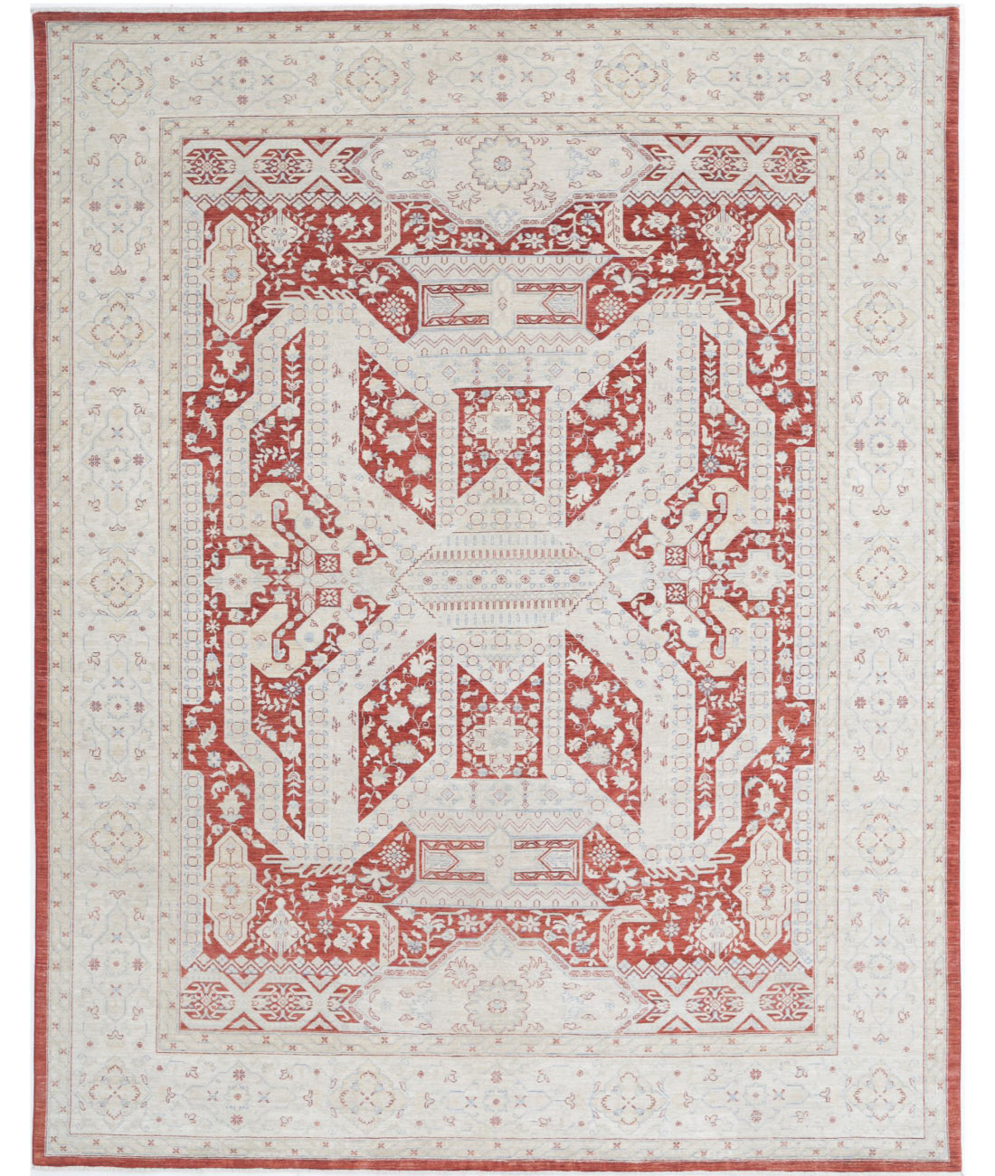 Ziegler 8'11'' X 11'5'' Hand-Knotted Wool Rug 8'11'' x 11'5'' (268 X 343) / Red / Ivory