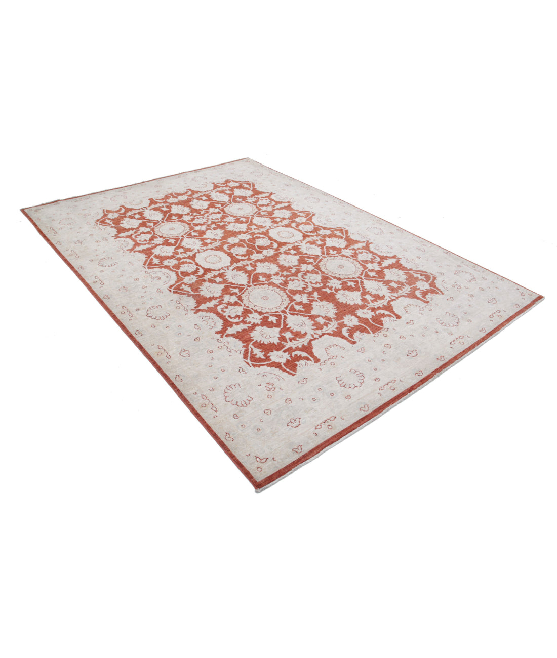 Ziegler 6'4'' X 9'0'' Hand-Knotted Wool Rug 6'4'' x 9'0'' (190 X 270) / Red / Ivory