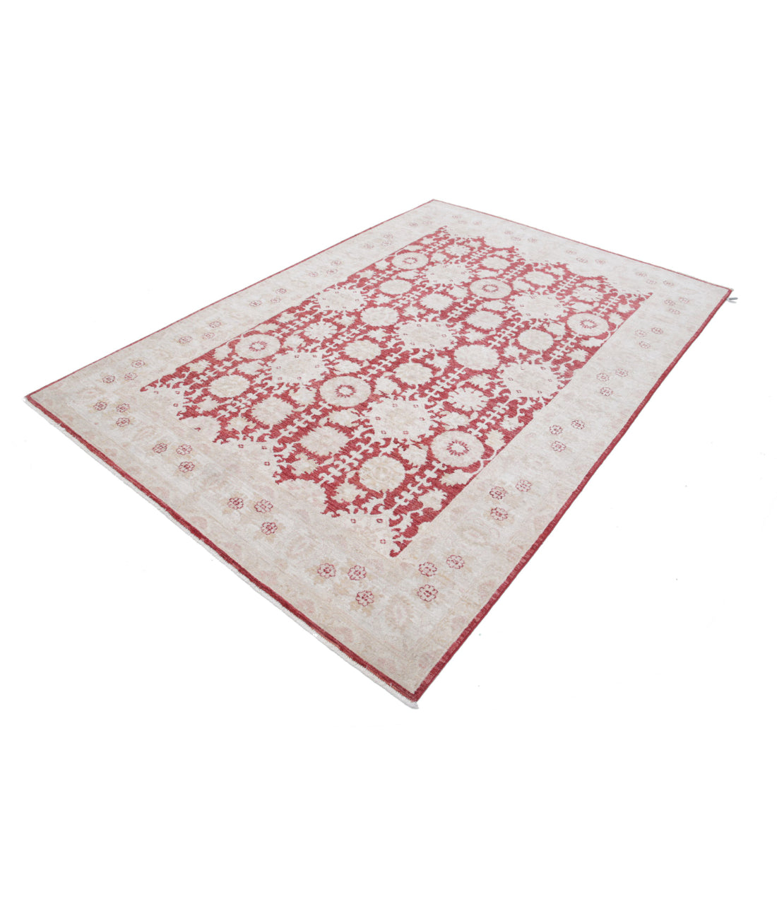 Ziegler 5'11'' X 8'8'' Hand-Knotted Wool Rug 5'11'' x 8'8'' (178 X 260) / Red / Ivory