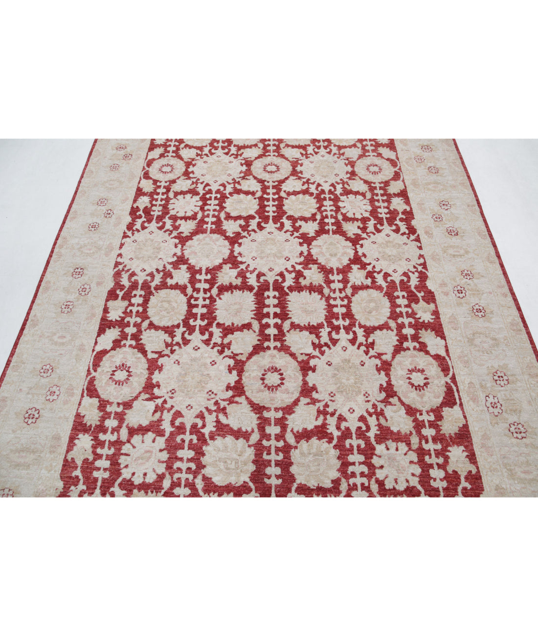 Ziegler 5'11'' X 8'8'' Hand-Knotted Wool Rug 5'11'' x 8'8'' (178 X 260) / Red / Ivory