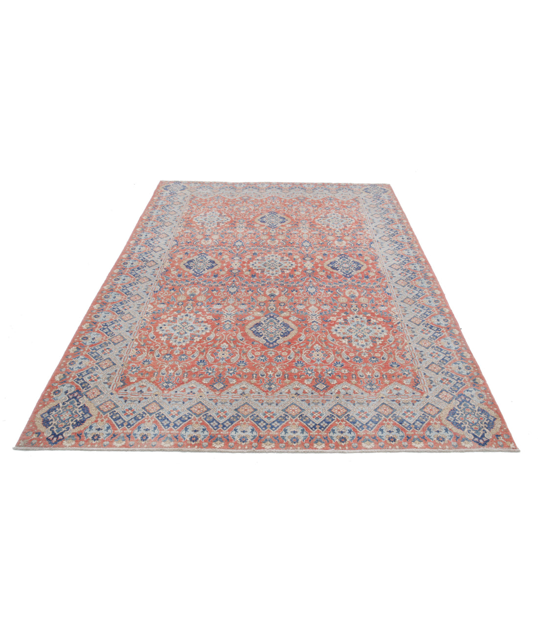 Ziegler 5'11'' X 8'10'' Hand-Knotted Wool Rug 5'11'' x 8'10'' (178 X 265) / Peach / Grey