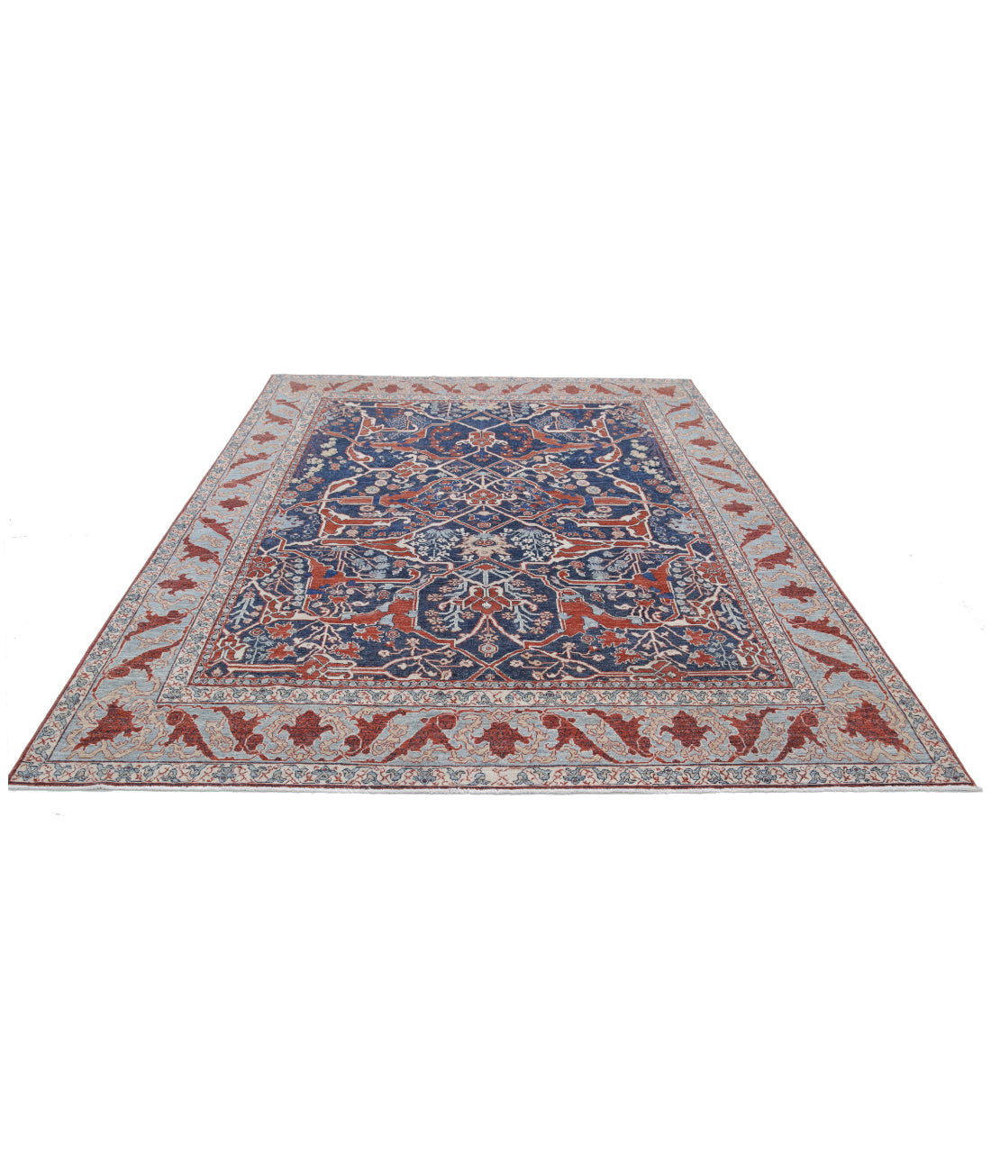 Ziegler 7'6'' X 9'4'' Hand-Knotted Wool Rug 7'6'' x 9'4'' (225 X 280) / Blue / Grey