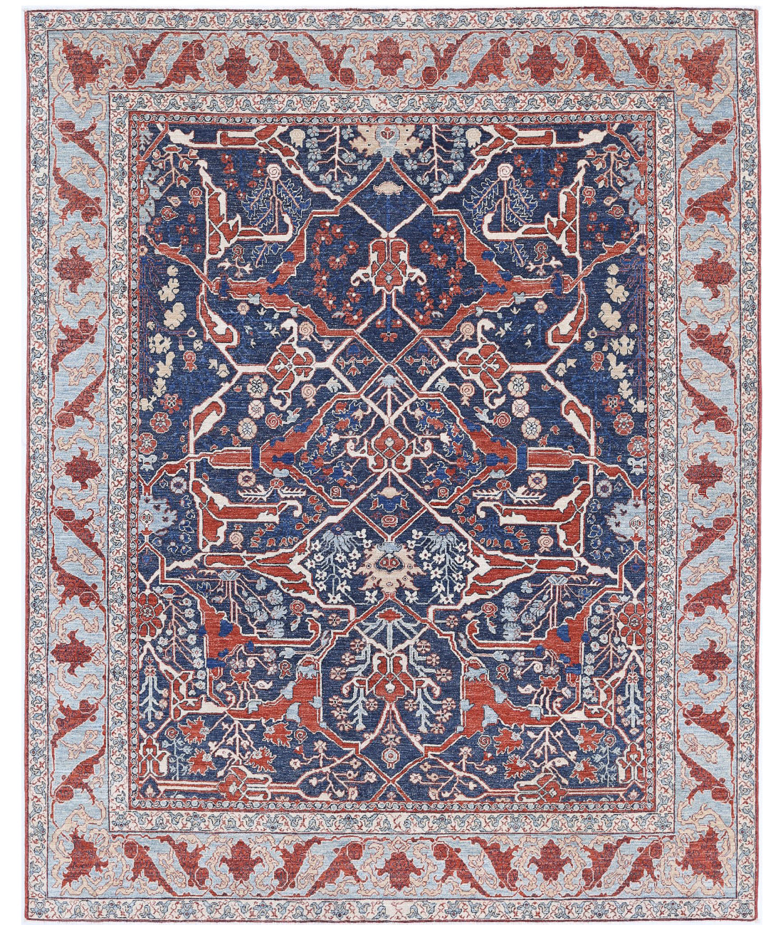 Ziegler 7'6'' X 9'4'' Hand-Knotted Wool Rug 7'6'' x 9'4'' (225 X 280) / Blue / Grey