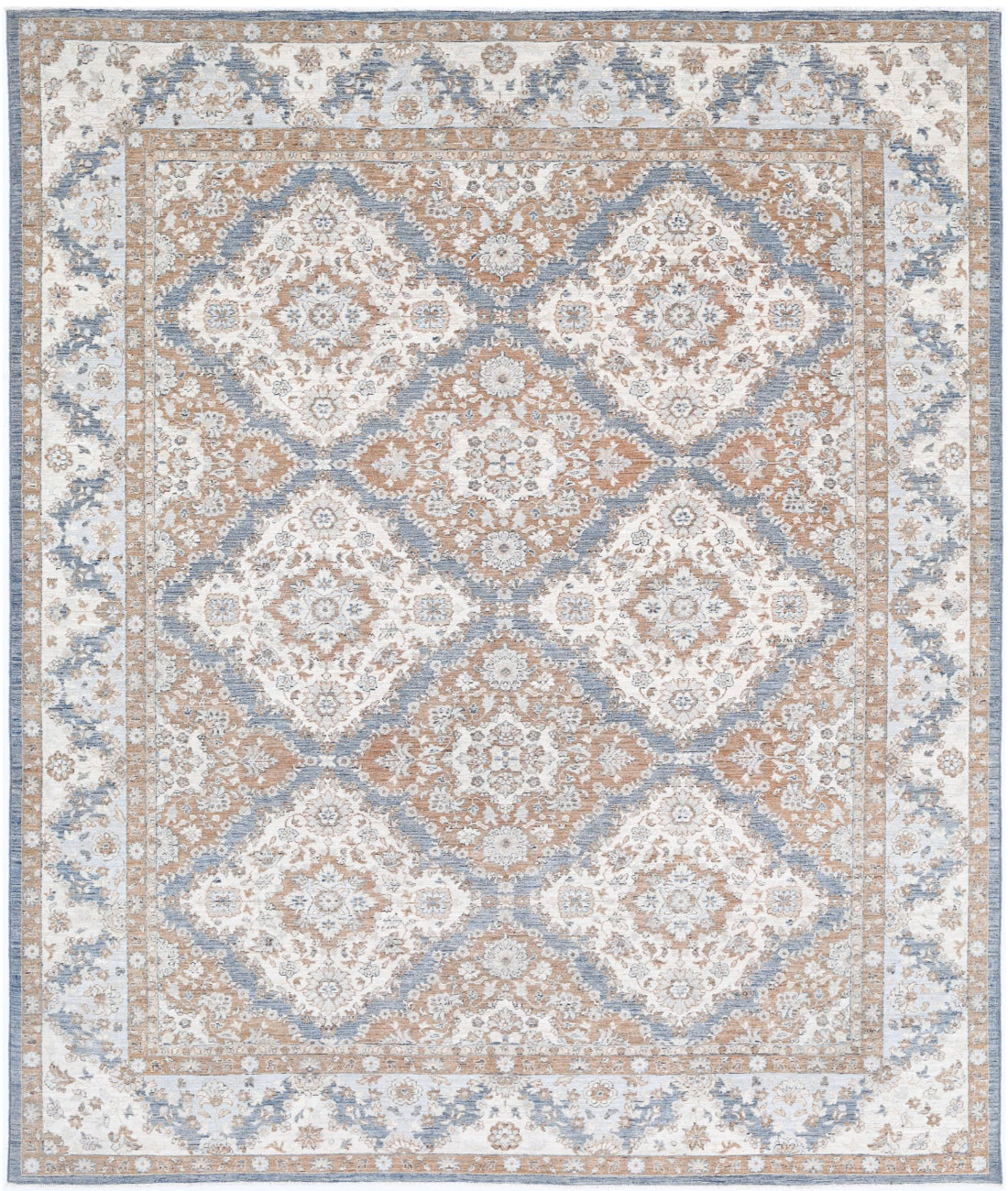 Ziegler 8'1'' X 9'8'' Hand-Knotted Wool Rug 8'1'' x 9'8'' (243 X 290) / Grey / Ivory