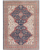Heriz 6'10'' X 9'6'' Hand-Knotted Wool Rug 6'10'' x 9'6'' (205 X 285) / Ivory / Red