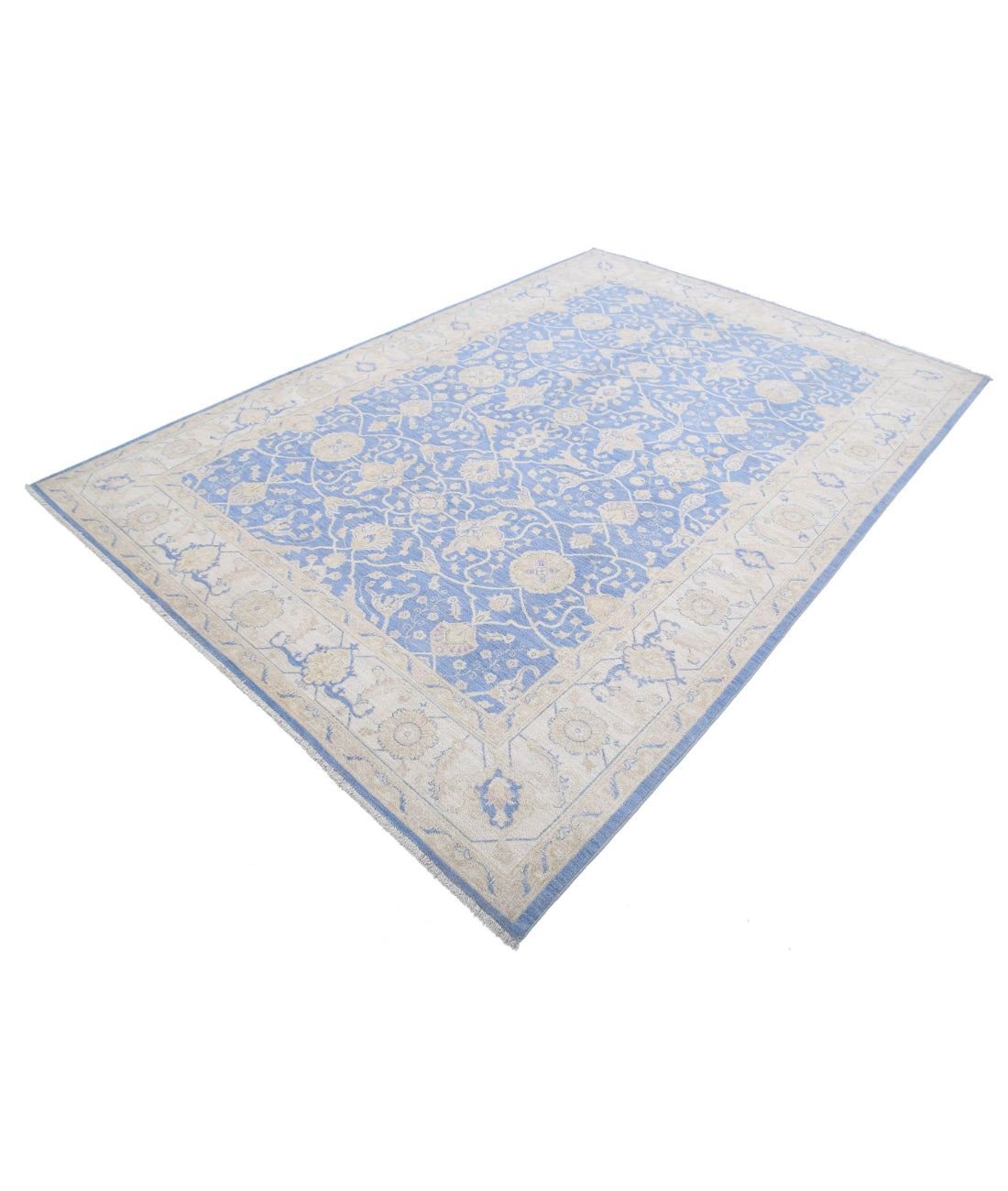 Ziegler 6'7'' X 9'6'' Hand-Knotted Wool Rug 6'7'' x 9'6'' (198 X 285) / Blue / Ivory