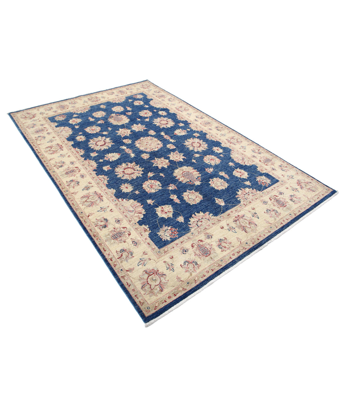 Ziegler 5'5'' X 7'11'' Hand-Knotted Wool Rug 5'5'' x 7'11'' (163 X 238) / Blue / Ivory