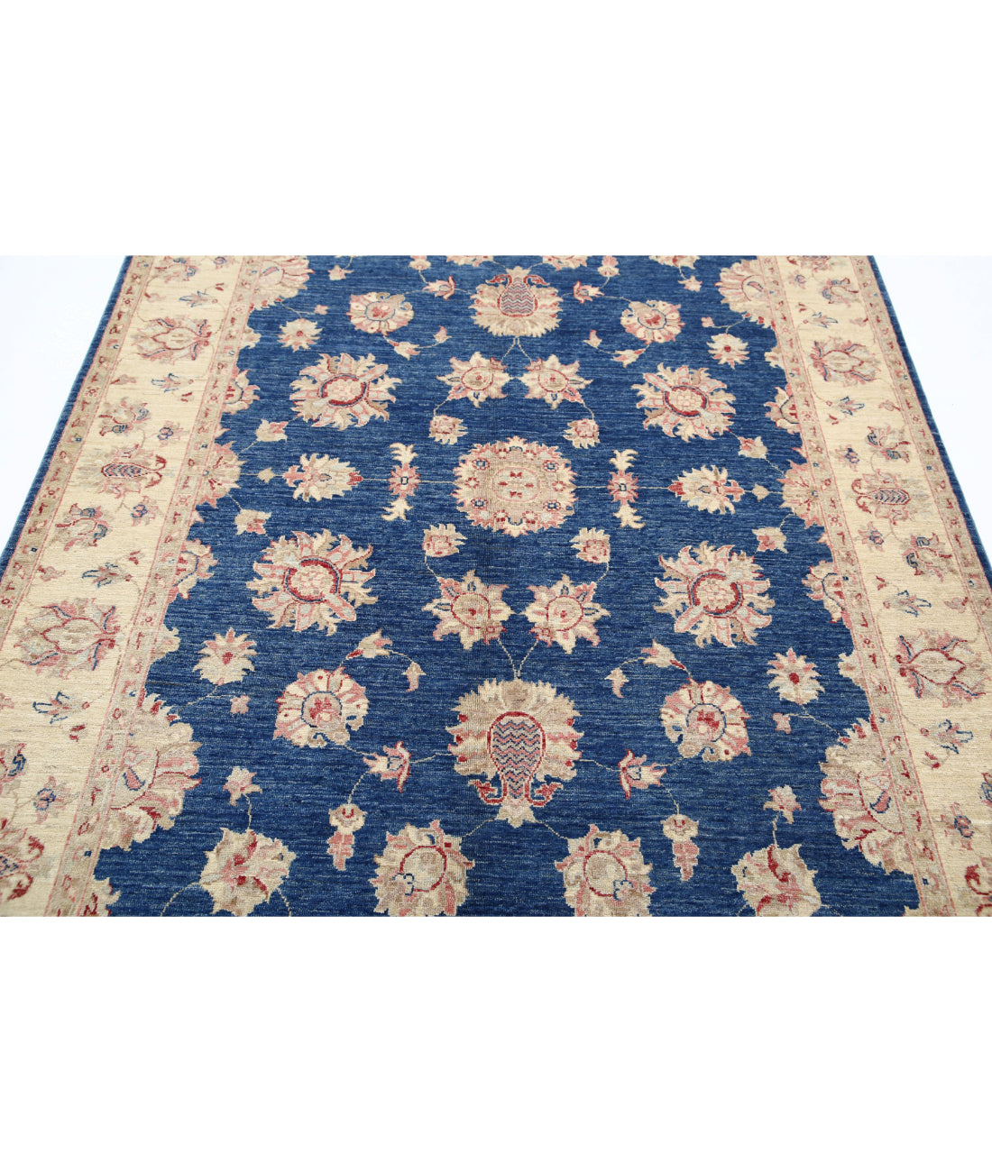 Ziegler 5'5'' X 7'11'' Hand-Knotted Wool Rug 5'5'' x 7'11'' (163 X 238) / Blue / Ivory