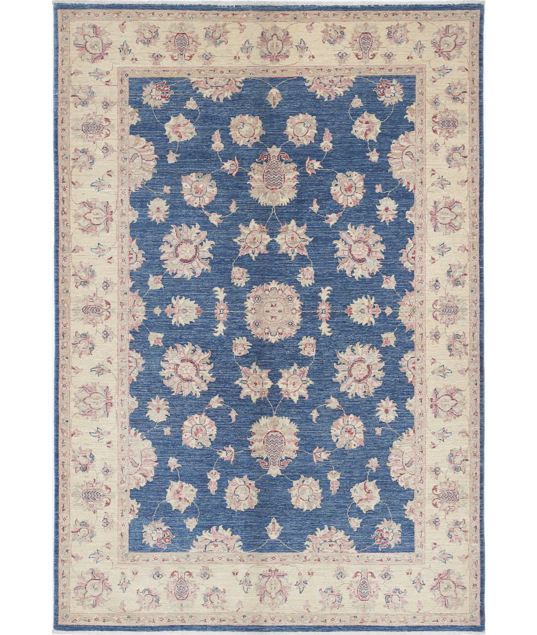 Ziegler 5'5'' X 7'11'' Hand-Knotted Wool Rug 5'5'' x 7'11'' (163 X 238) / Blue / Ivory