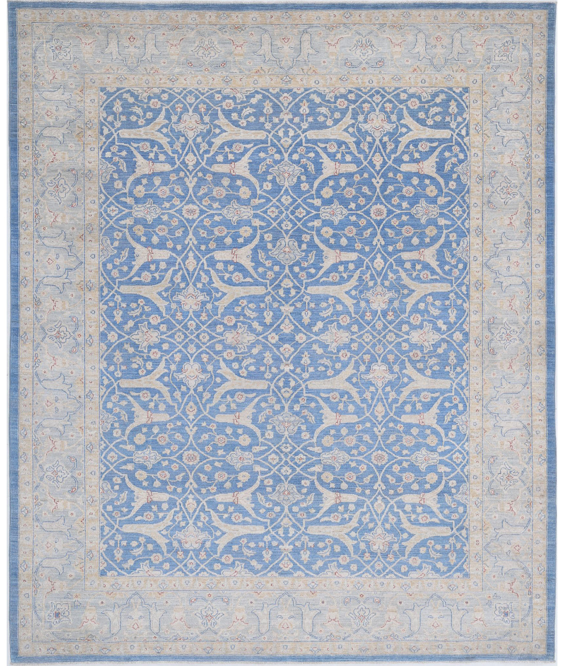 Ziegler 7'7'' X 9'3'' Hand-Knotted Wool Rug 7'7'' x 9'3'' (228 X 278) / Blue / Blue