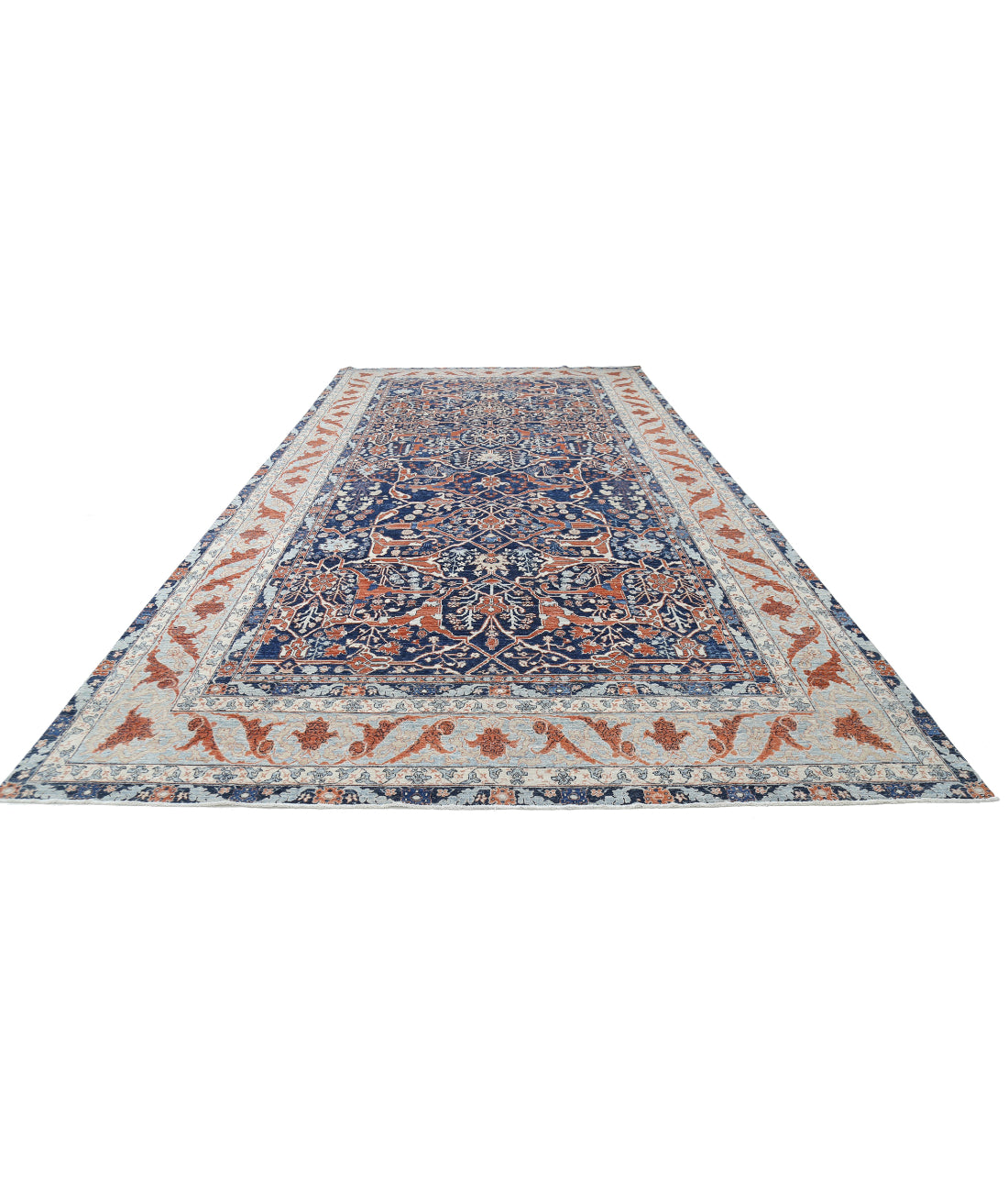 Ziegler 9'6'' X 18'8'' Hand-Knotted Wool Rug 9'6'' x 18'8'' (285 X 560) / Blue / Blue