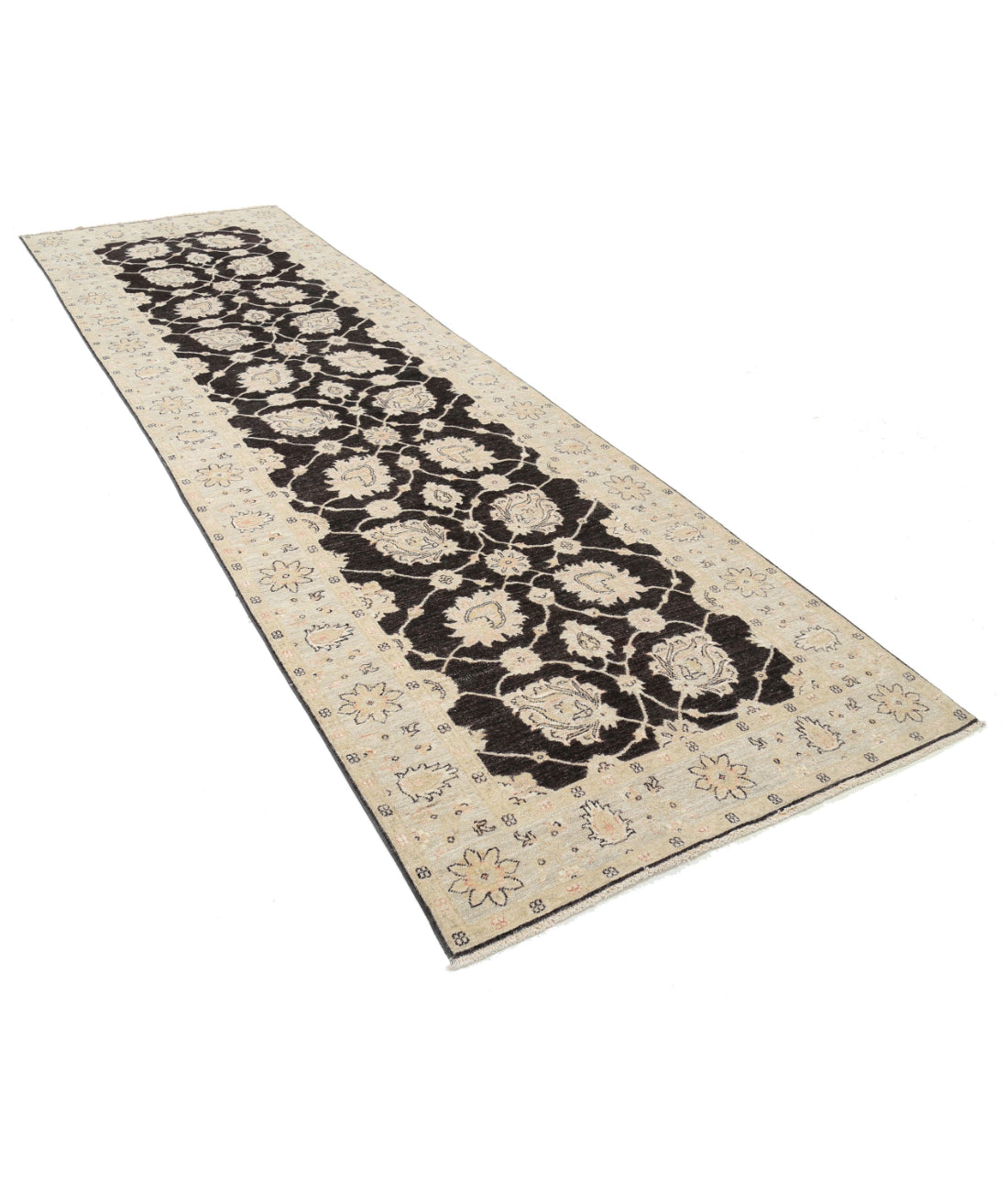 Ziegler 3'10'' X 12'8'' Hand-Knotted Wool Rug 3'10'' x 12'8'' (115 X 380) / Black / Grey