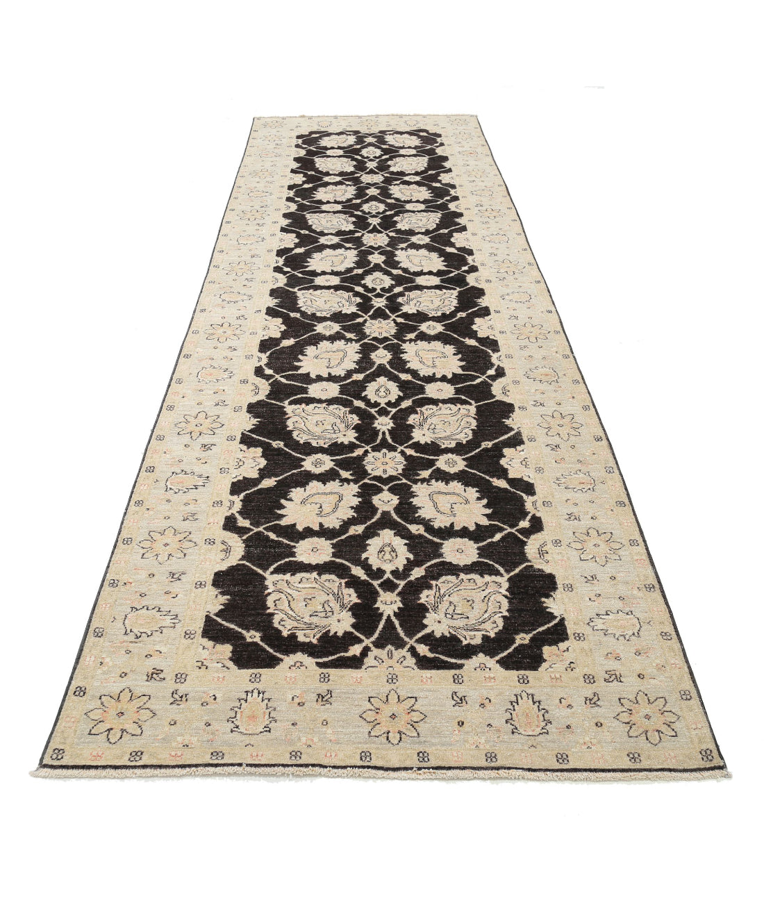 Ziegler 3'10'' X 12'8'' Hand-Knotted Wool Rug 3'10'' x 12'8'' (115 X 380) / Black / Grey