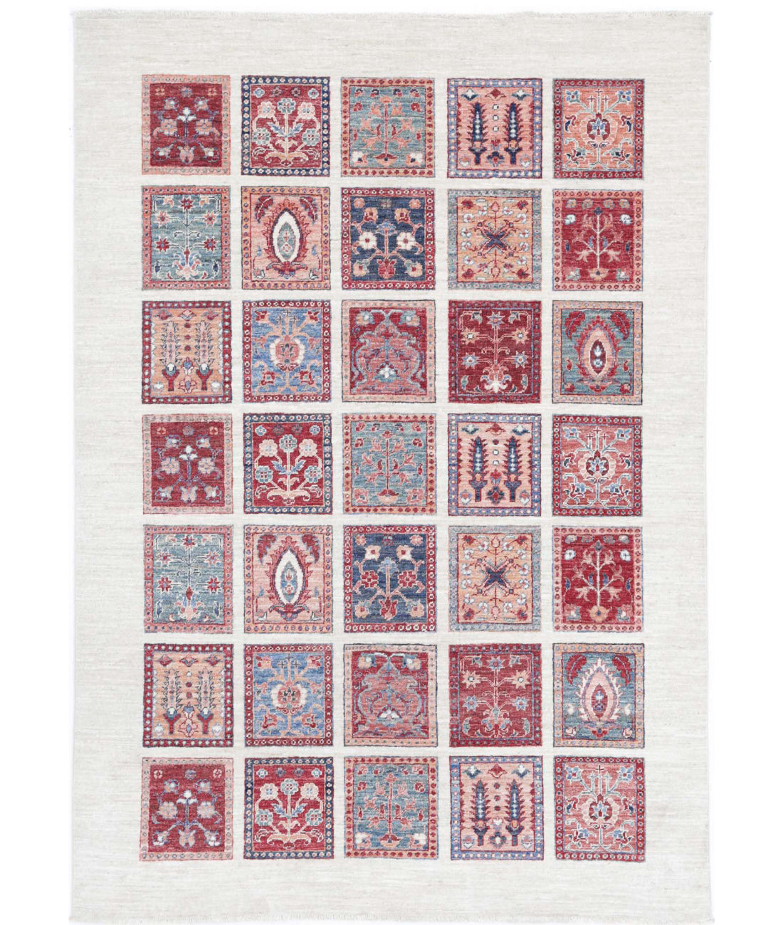 Bakhtiari 4'9'' X 6'9'' Hand-Knotted Wool Rug 4'9'' x 6'9'' (143 X 203) / Ivory / Red