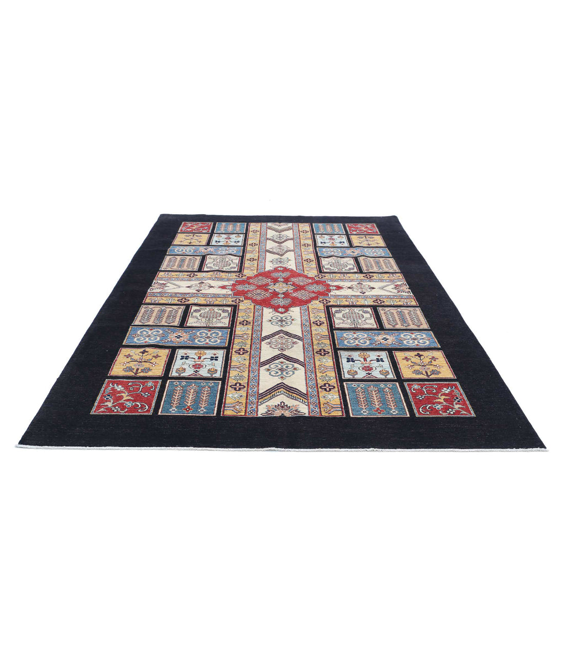 Bakhtiari 6'7'' X 9'7'' Hand-Knotted Wool Rug 6'7'' x 9'7'' (198 X 288) / Black / Blue