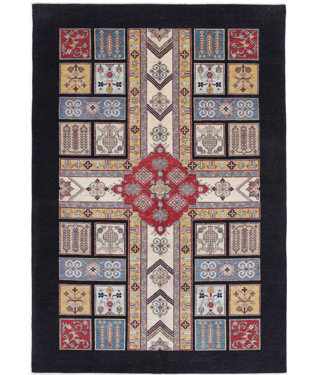 Bakhtiari 6'7'' X 9'7'' Hand-Knotted Wool Rug 6'7'' x 9'7'' (198 X 288) / Black / Blue