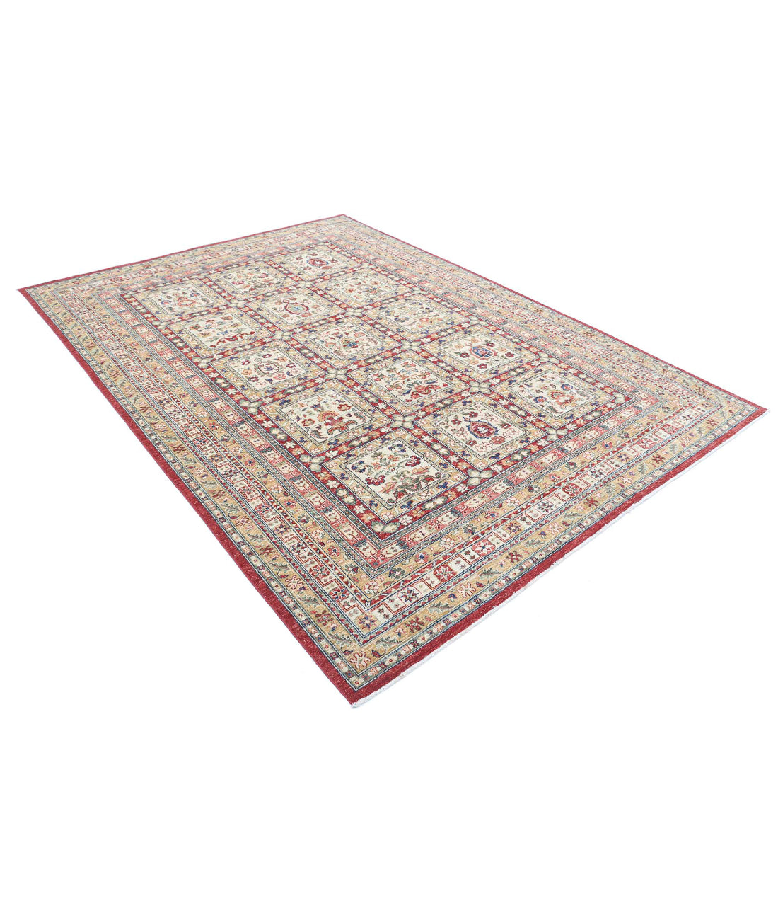 Bakhtiari 6'10'' X 9'7'' Hand-Knotted Wool Rug 6'10'' x 9'7'' (205 X 288) / Ivory / Red