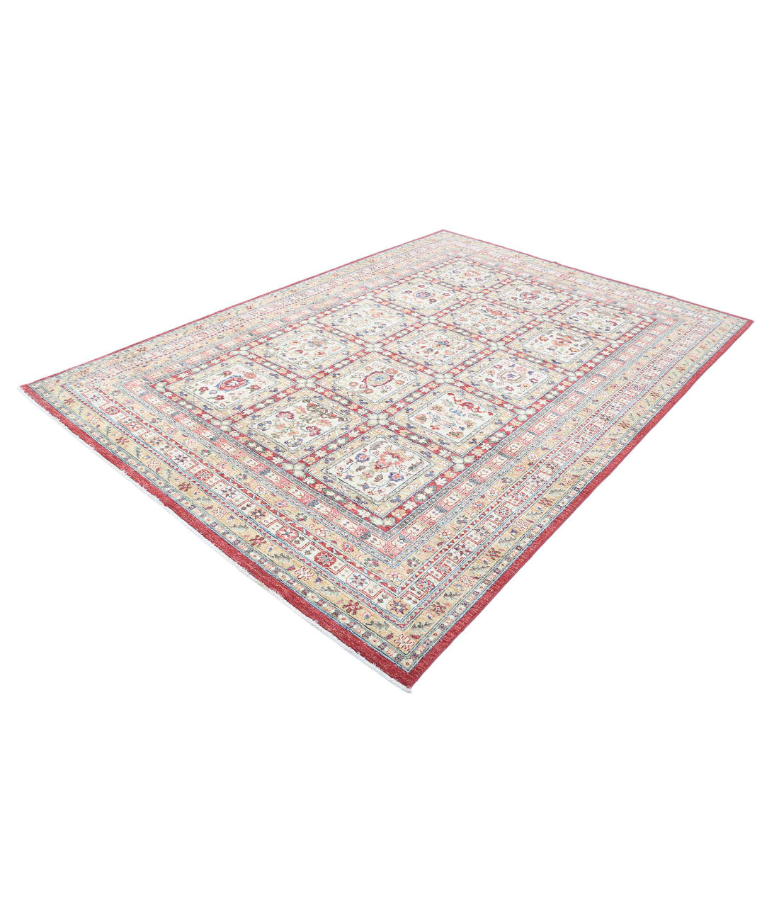 Bakhtiari 6'10'' X 9'7'' Hand-Knotted Wool Rug 6'10'' x 9'7'' (205 X 288) / Ivory / Red