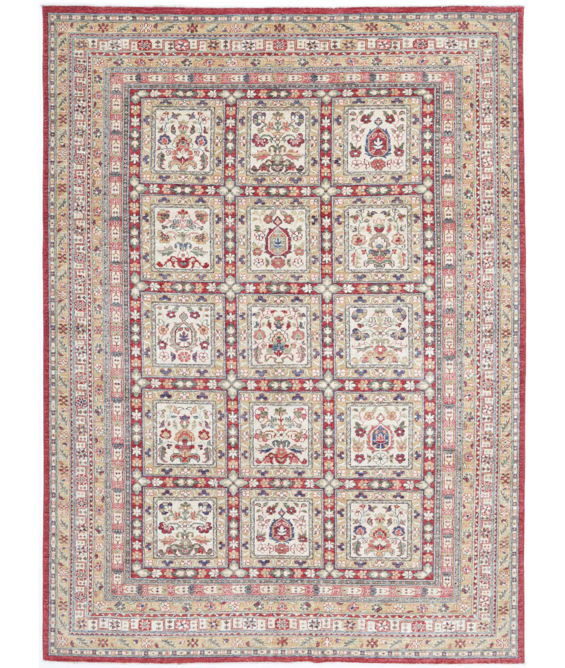 Bakhtiari 6'10'' X 9'7'' Hand-Knotted Wool Rug 6'10'' x 9'7'' (205 X 288) / Ivory / Red