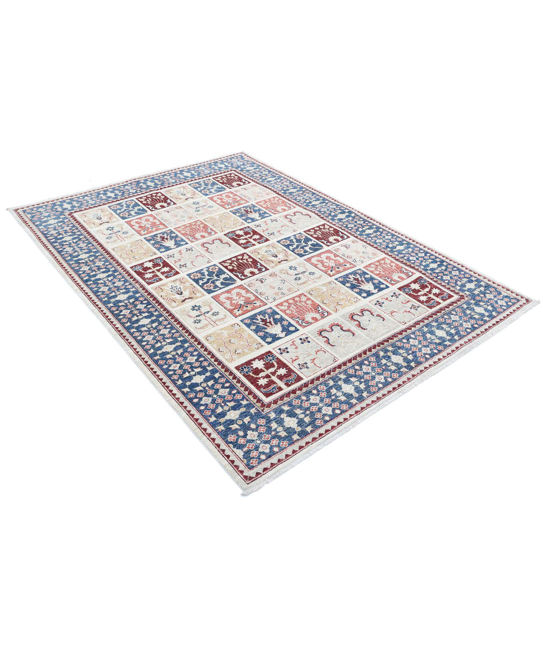 Bakhtiari 5'6'' X 7'7'' Hand-Knotted Wool Rug 5'6'' x 7'7'' (165 X 228) / Ivory / Blue