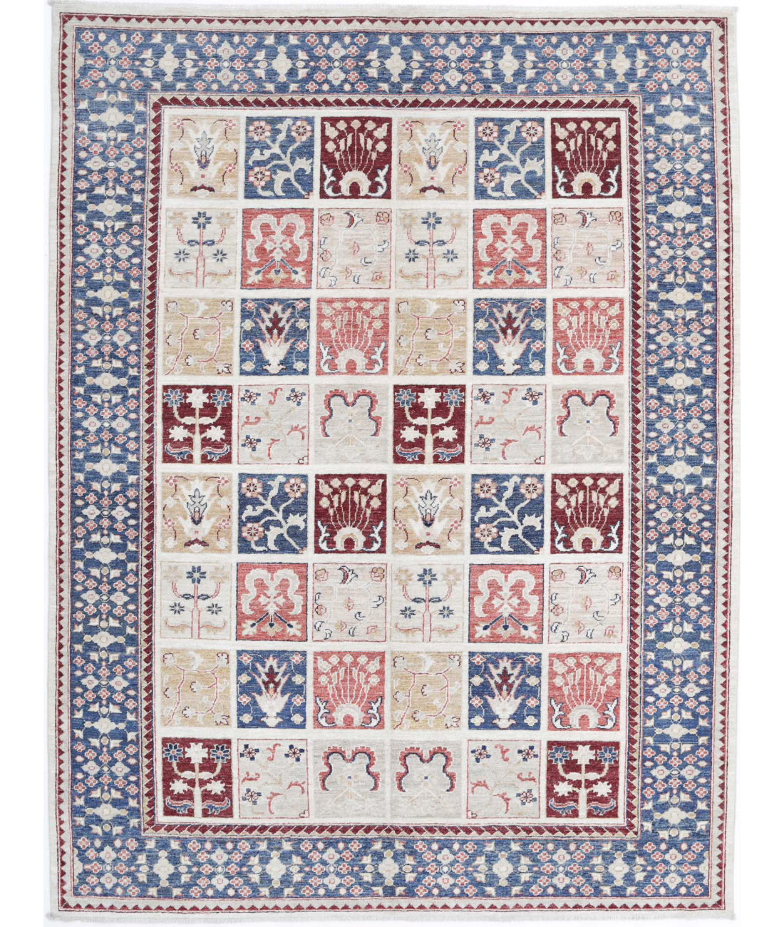 Bakhtiari 5'6'' X 7'7'' Hand-Knotted Wool Rug 5'6'' x 7'7'' (165 X 228) / Ivory / Blue