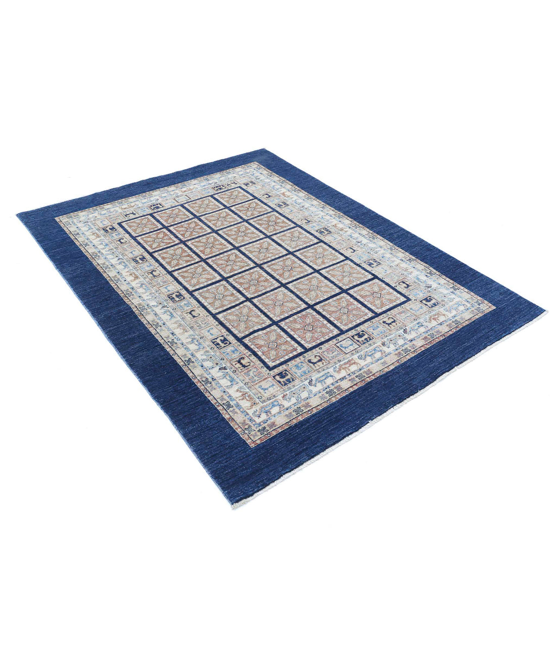 Bakhtiari 4'10'' X 6'3'' Hand-Knotted Wool Rug 4'10'' x 6'3'' (145 X 188) / Blue / Grey