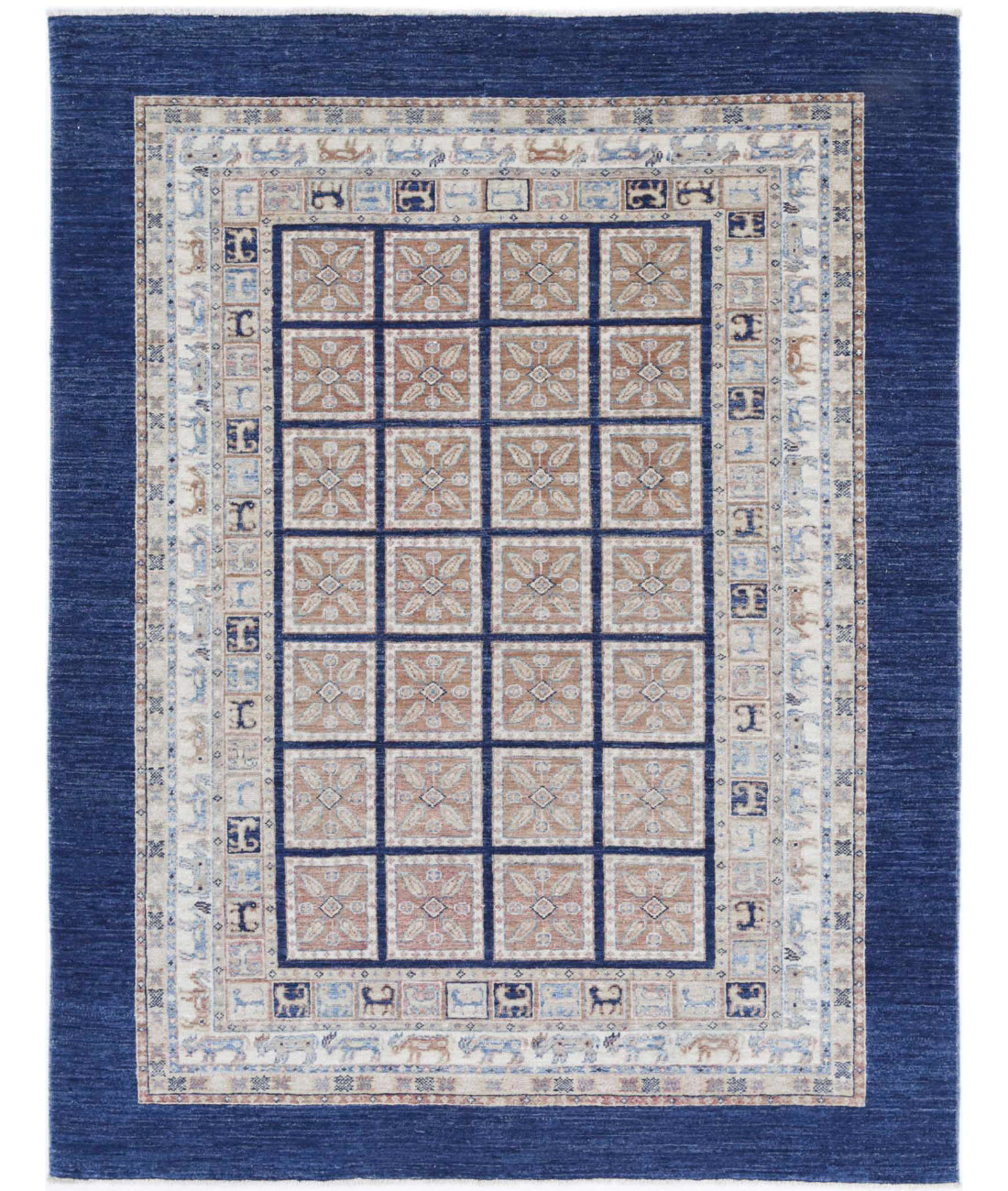 Bakhtiari 4'10'' X 6'3'' Hand-Knotted Wool Rug 4'10'' x 6'3'' (145 X 188) / Blue / Grey