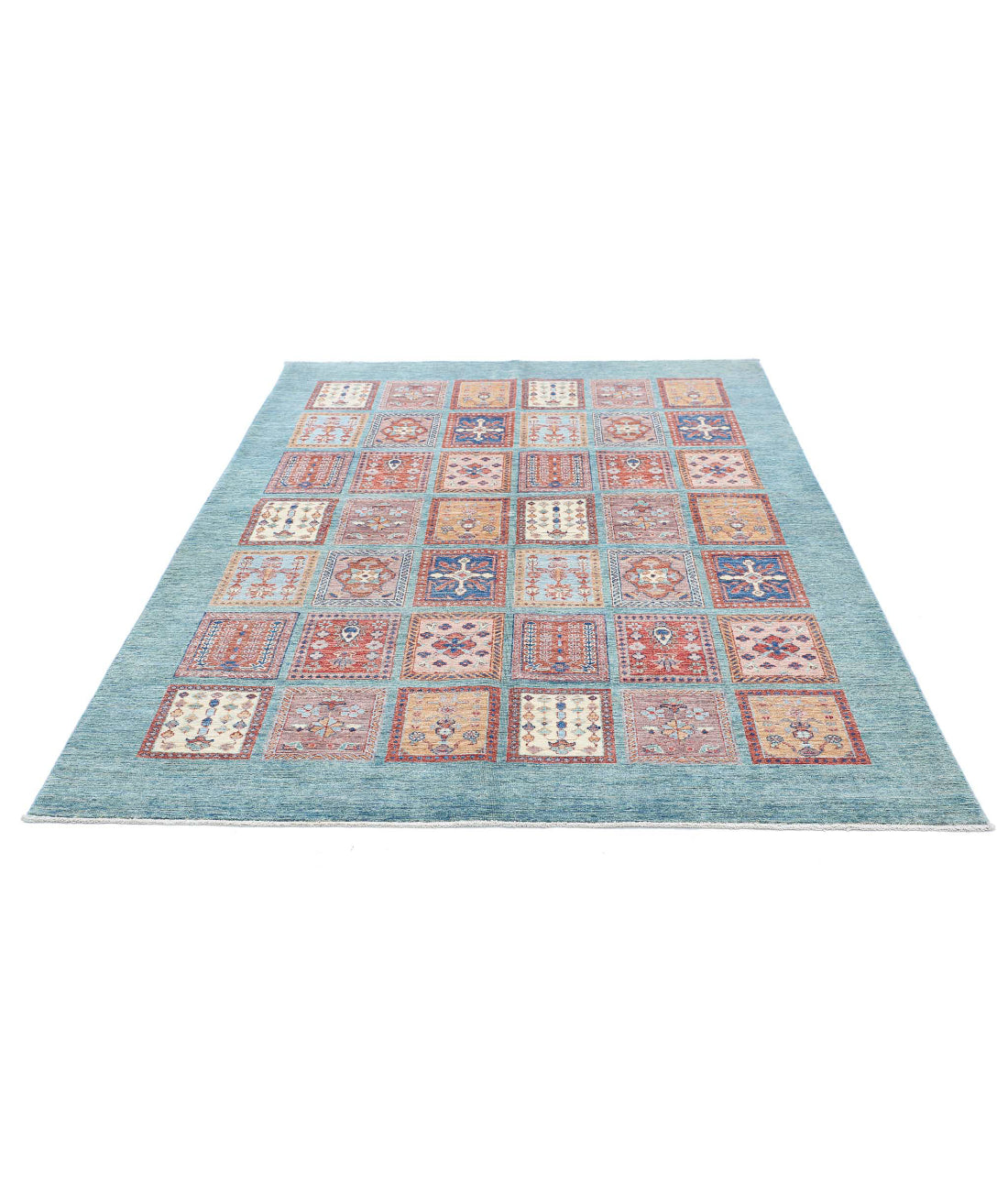 Bakhtiari 5'7'' X 7'9'' Hand-Knotted Wool Rug 5'7'' x 7'9'' (168 X 233) / Blue / Ivory