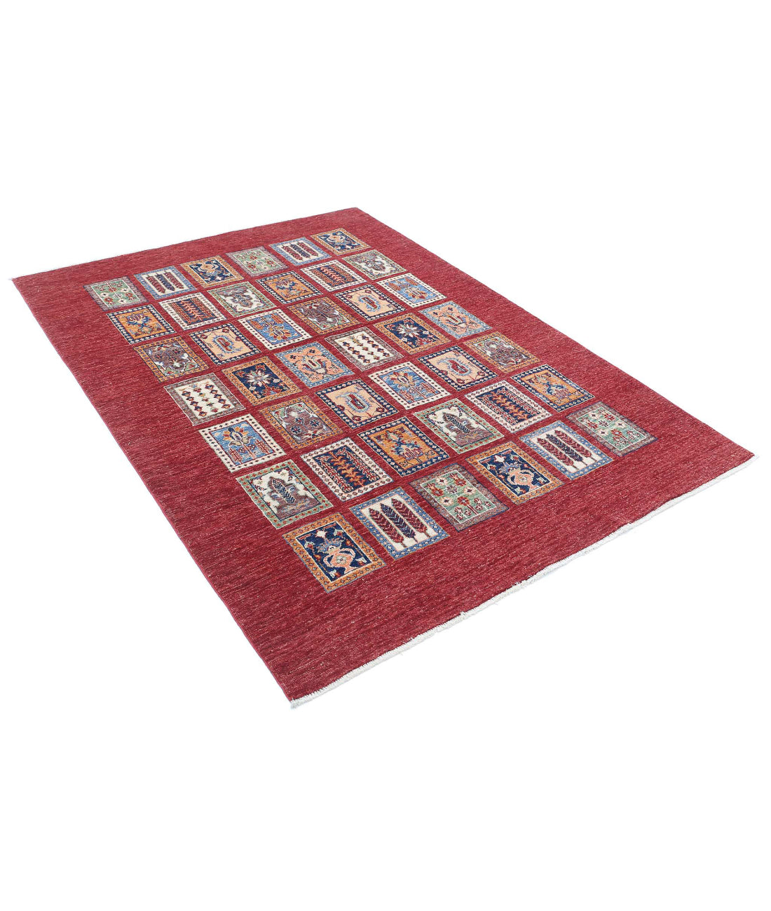 Bakhtiari 4'9'' X 6'7'' Hand-Knotted Wool Rug 4'9'' x 6'7'' (143 X 198) / Red / Ivory