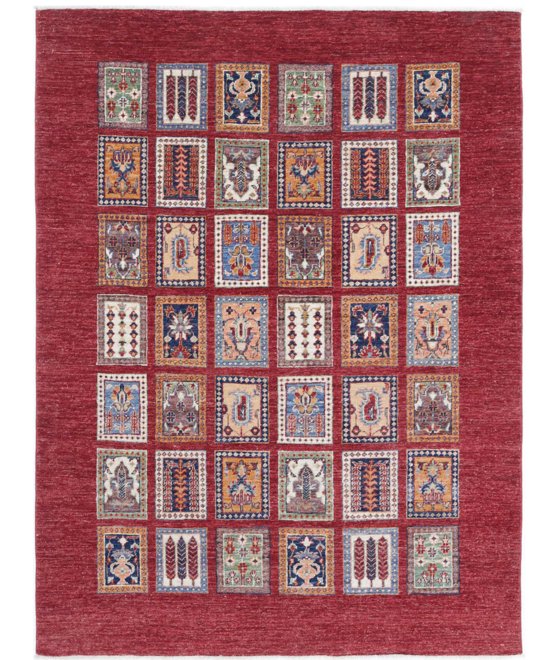 Bakhtiari 4'9'' X 6'7'' Hand-Knotted Wool Rug 4'9'' x 6'7'' (143 X 198) / Red / Ivory