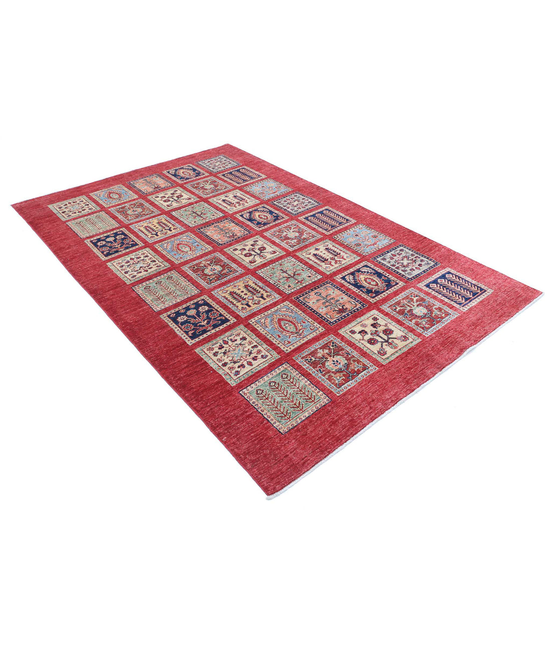 Bakhtiari 5'4'' X 8'0'' Hand-Knotted Wool Rug 5'4'' x 8'0'' (160 X 240) / Red / Blue