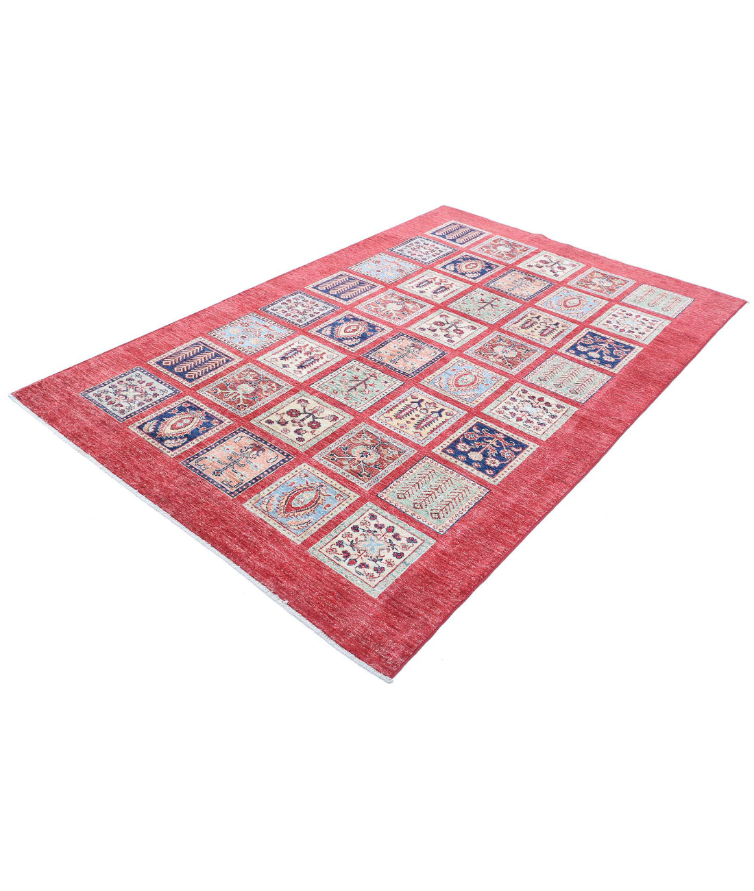 Bakhtiari 5'4'' X 8'0'' Hand-Knotted Wool Rug 5'4'' x 8'0'' (160 X 240) / Red / Blue