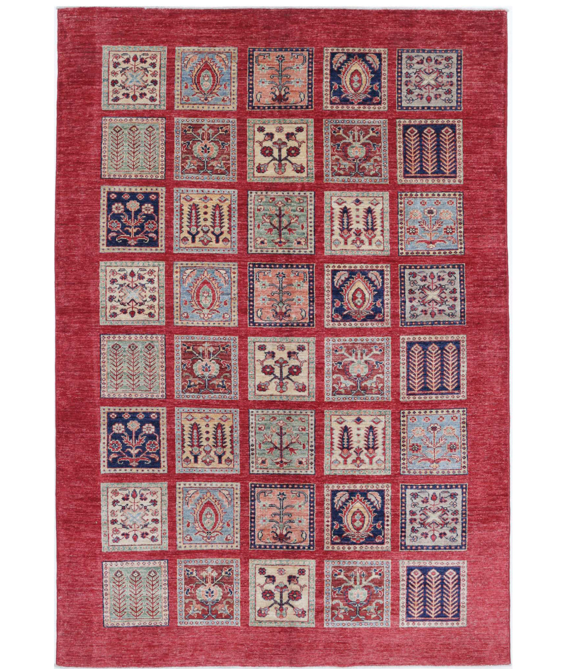 Bakhtiari 5'4'' X 8'0'' Hand-Knotted Wool Rug 5'4'' x 8'0'' (160 X 240) / Red / Blue