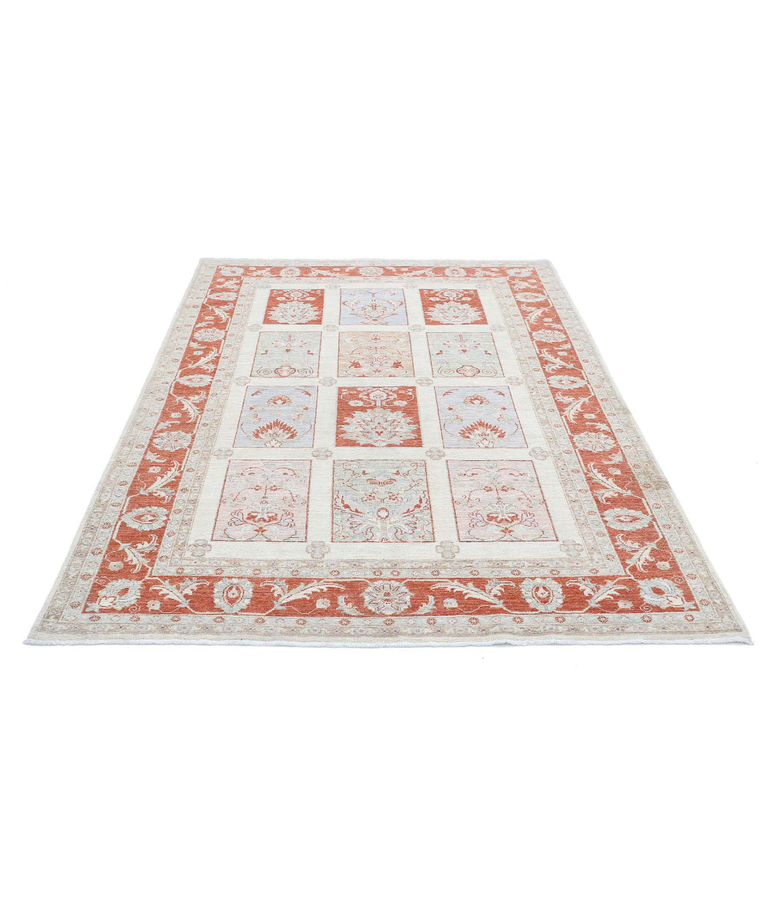 Bakhtiari 5'7'' X 7'9'' Hand-Knotted Wool Rug 5'7'' x 7'9'' (168 X 233) / Ivory / Red