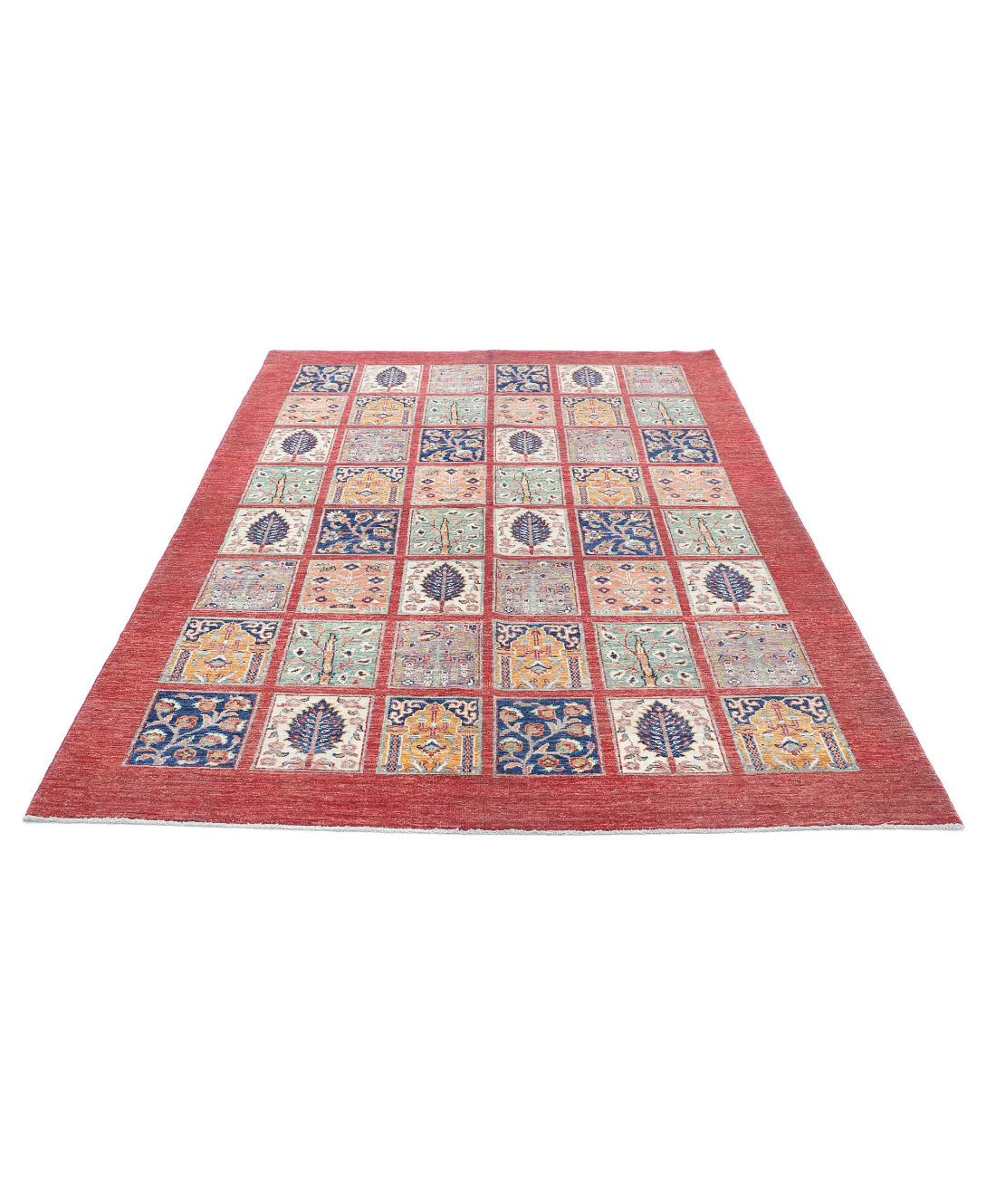 Bakhtiari 5'7'' X 8'2'' Hand-Knotted Wool Rug 5'7'' x 8'2'' (168 X 245) / Red / Ivory