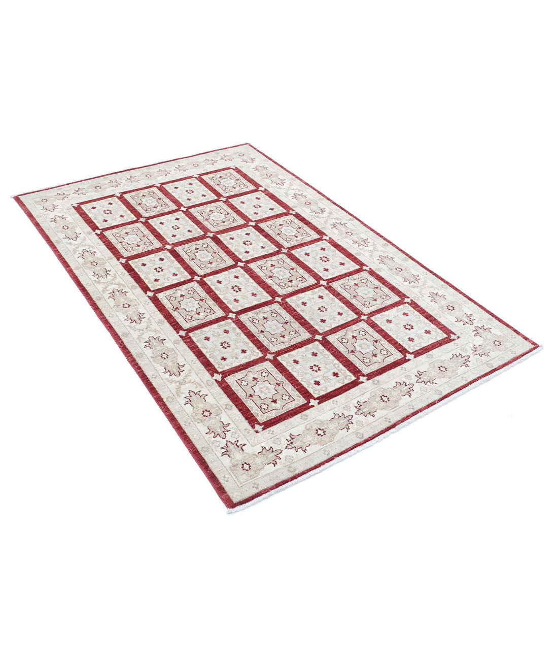 Bakhtiari 4'0'' X 6'0'' Hand-Knotted Wool Rug 4'0'' x 6'0'' (120 X 180) / Red / Ivory