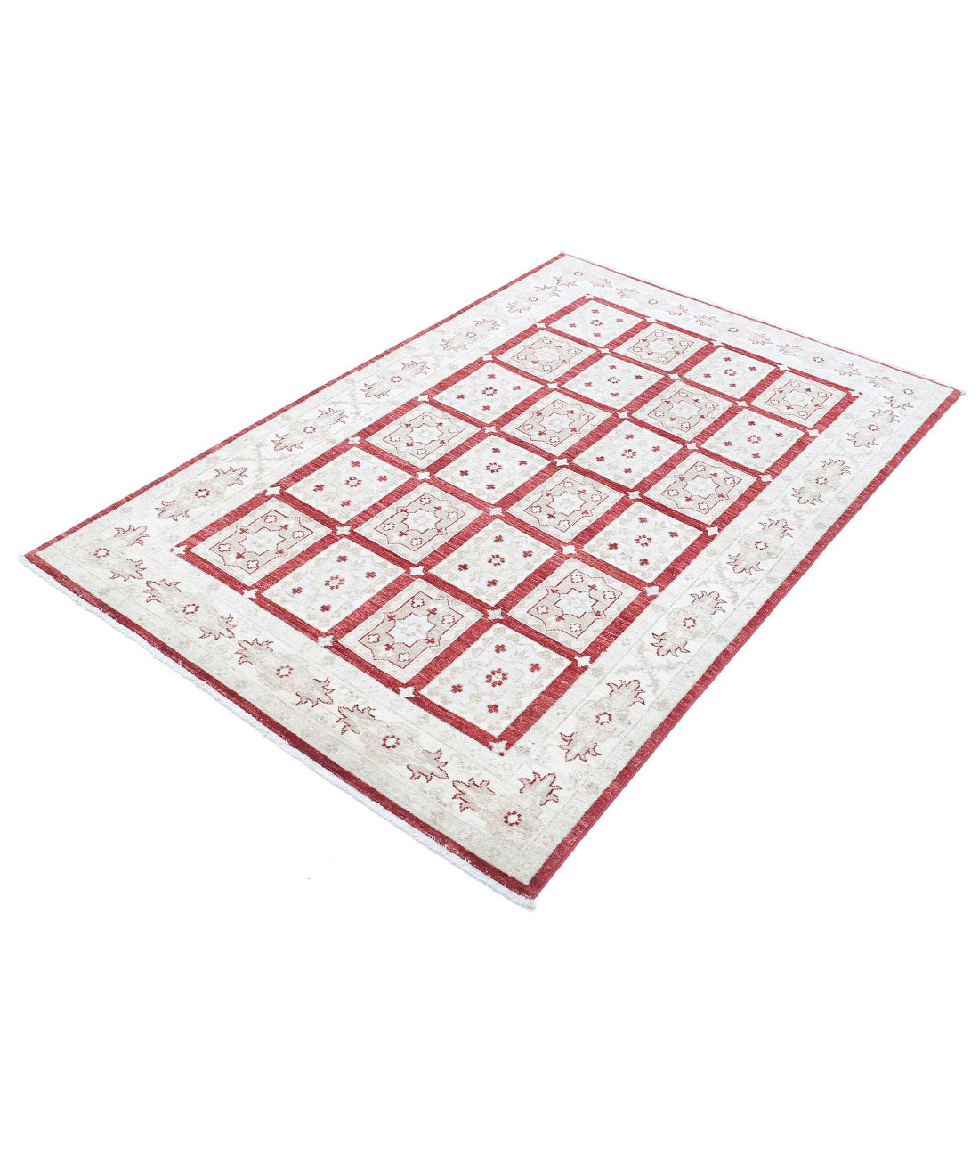 Bakhtiari 4'0'' X 6'0'' Hand-Knotted Wool Rug 4'0'' x 6'0'' (120 X 180) / Red / Ivory