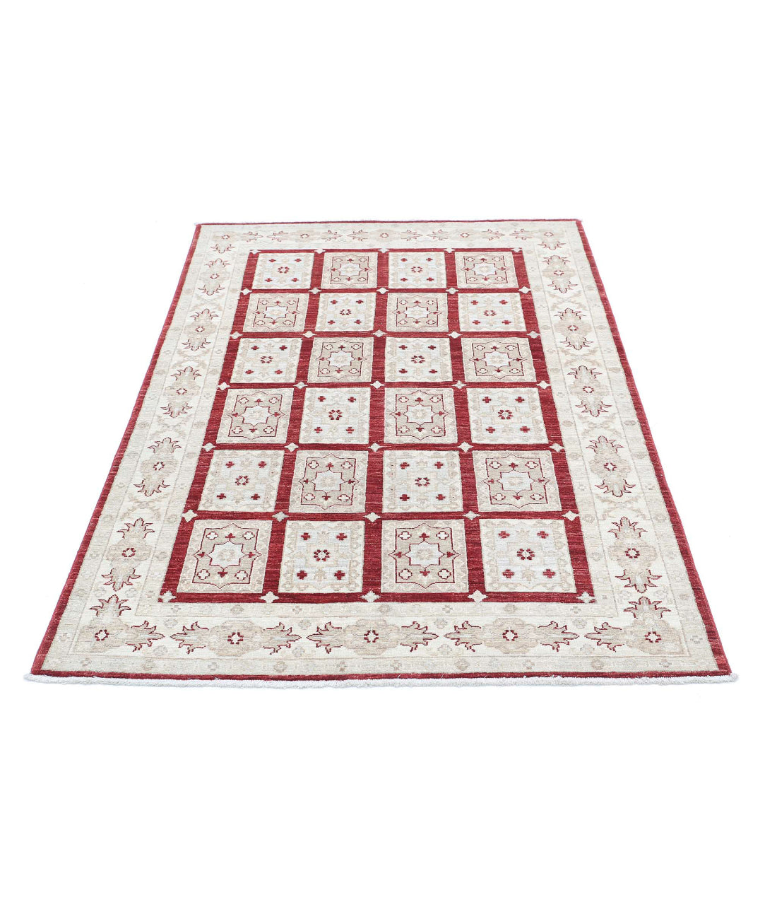 Bakhtiari 4'0'' X 6'0'' Hand-Knotted Wool Rug 4'0'' x 6'0'' (120 X 180) / Red / Ivory