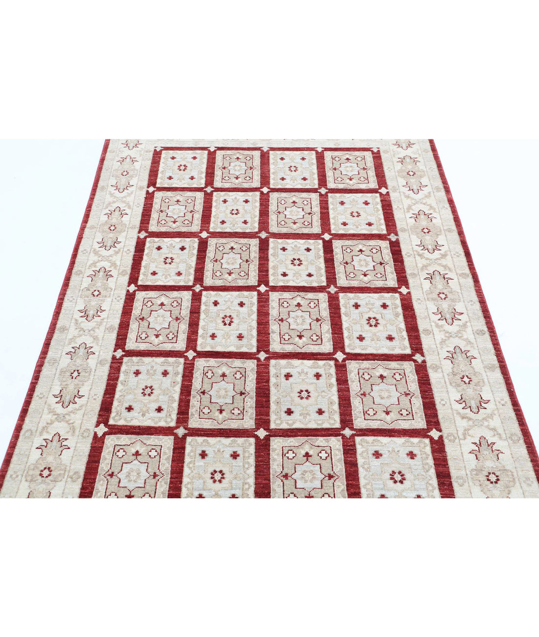 Bakhtiari 4'0'' X 6'0'' Hand-Knotted Wool Rug 4'0'' x 6'0'' (120 X 180) / Red / Ivory