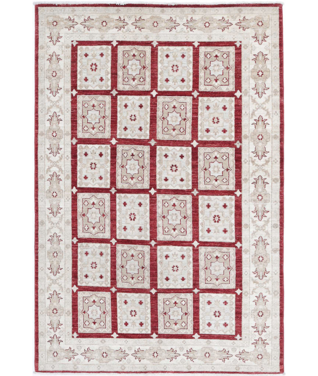 Bakhtiari 4'0'' X 6'0'' Hand-Knotted Wool Rug 4'0'' x 6'0'' (120 X 180) / Red / Ivory