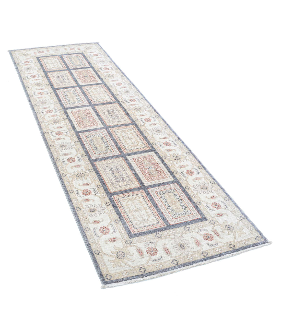 Bakhtiari 2'7'' X 8'1'' Hand-Knotted Wool Rug 2'7'' x 8'1'' (78 X 243) / Grey / Ivory