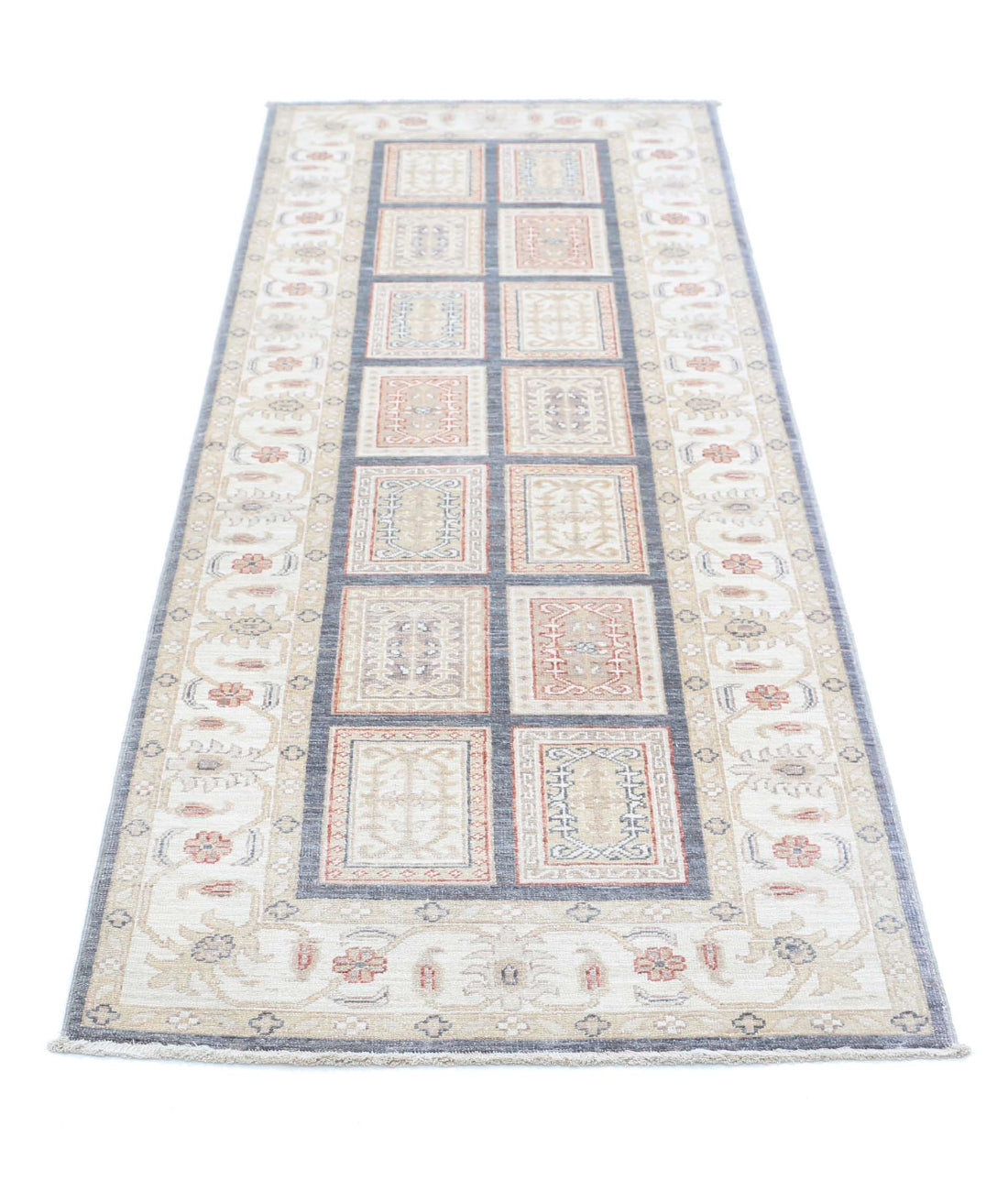 Bakhtiari 2'7'' X 8'1'' Hand-Knotted Wool Rug 2'7'' x 8'1'' (78 X 243) / Grey / Ivory